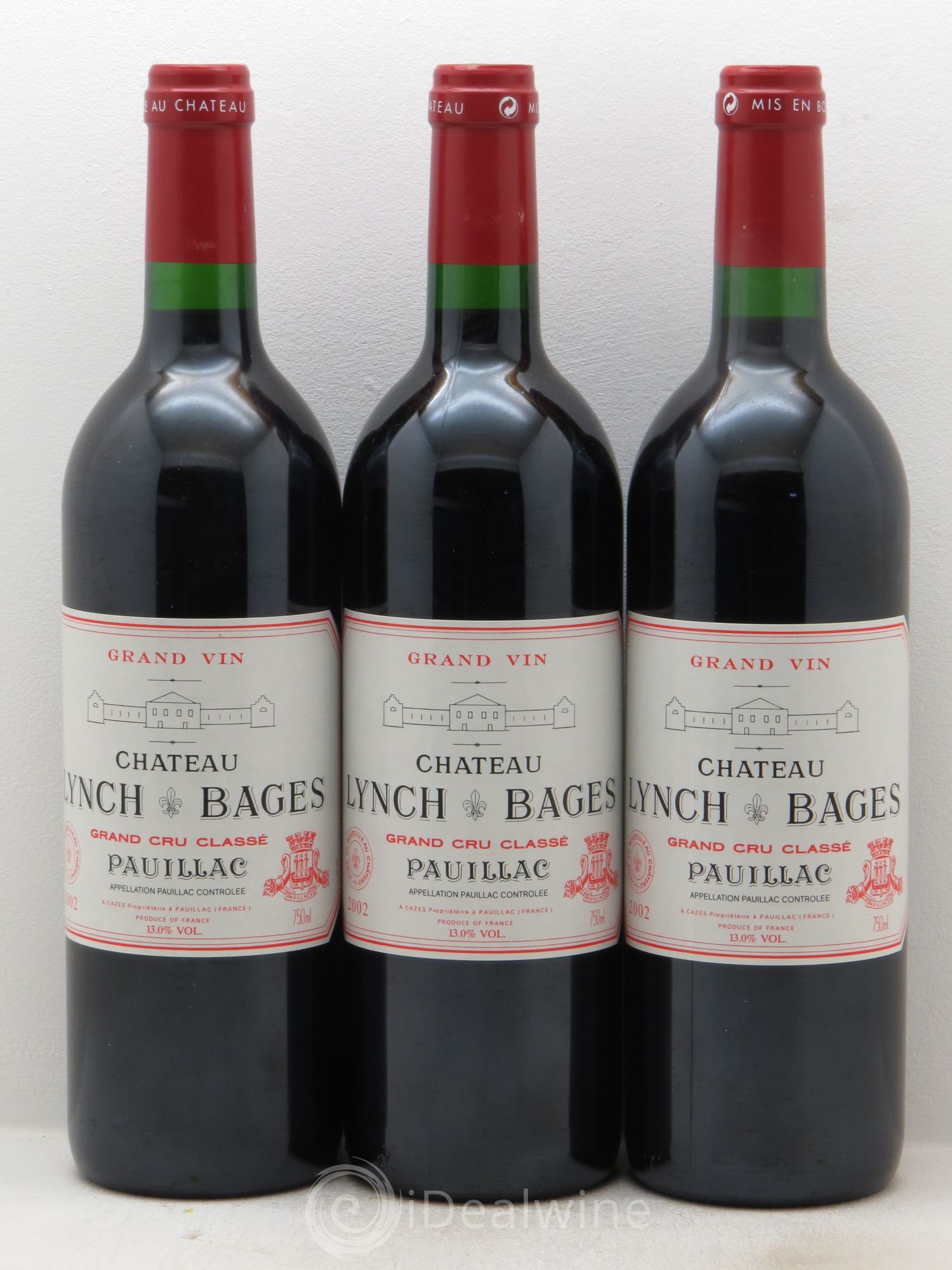 Château Lynch Bages 5ème Grand Cru Classé 2002 - Lot de 3 bouteilles - 0