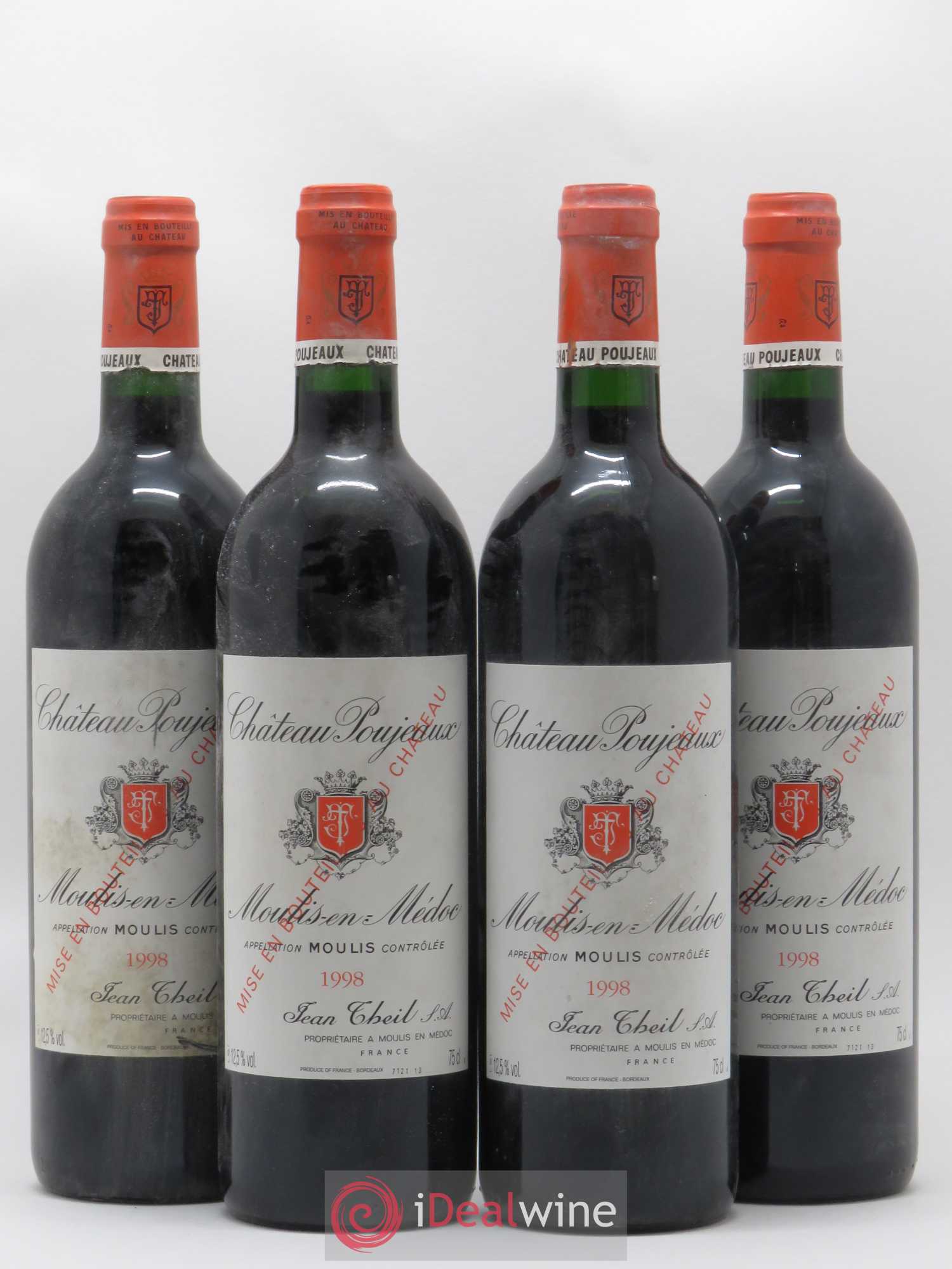 Château Poujeaux 1998 - Lot de 4 bouteilles - 0
