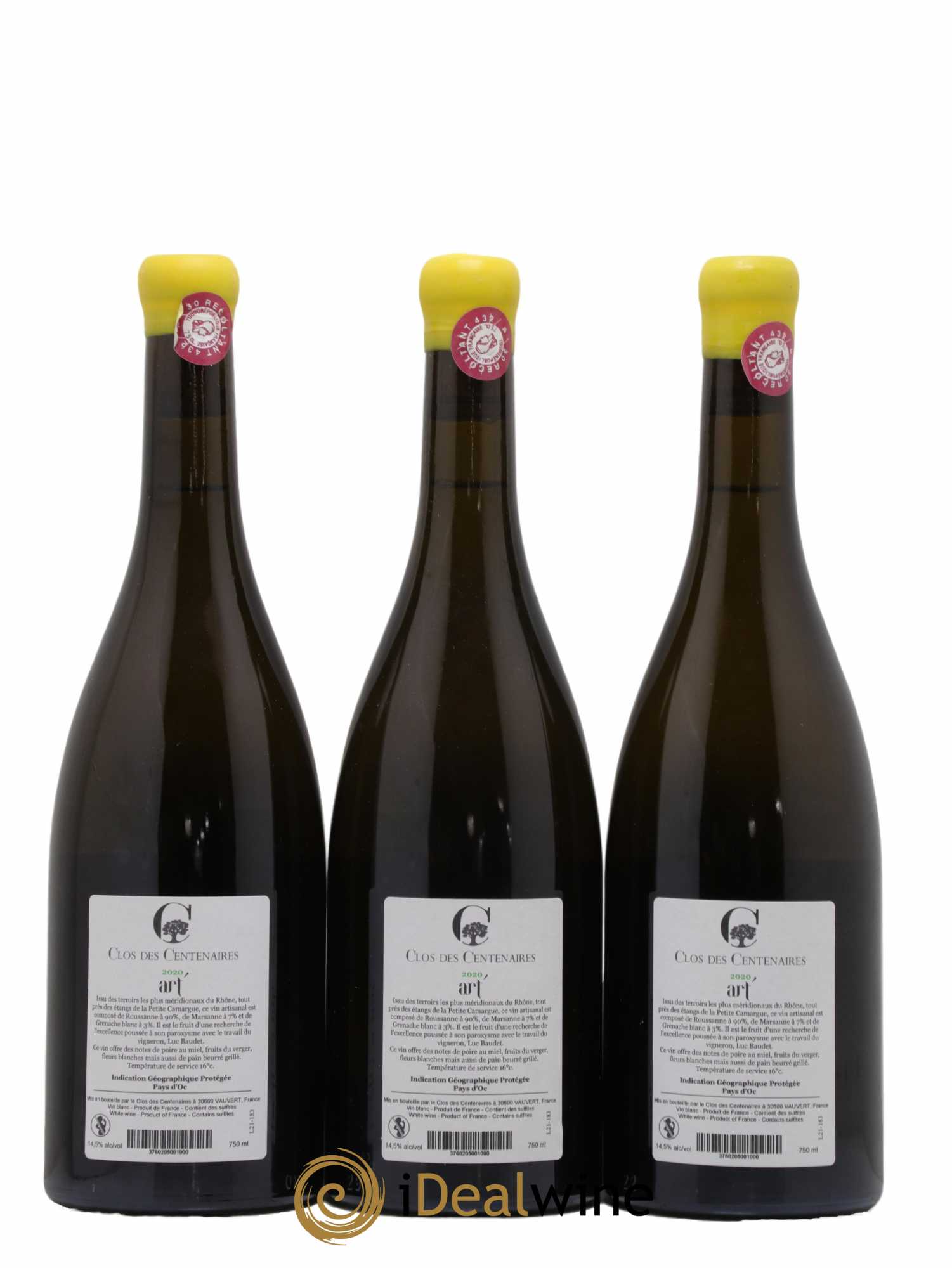 Pays d'Oc Art Clos des Centenaires Stéphanie et Luc Baudet 2020 - Lot de 3 bouteilles - 1