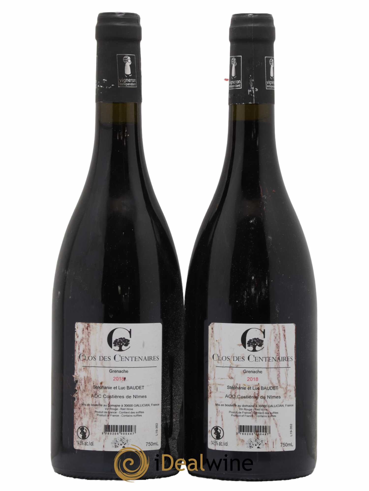 Costières de Nîmes Grenache Vielles Vignes Clos des Centenaires Stéphanie et Luc Baudet 2018 - Posten von 2 Flaschen - 1