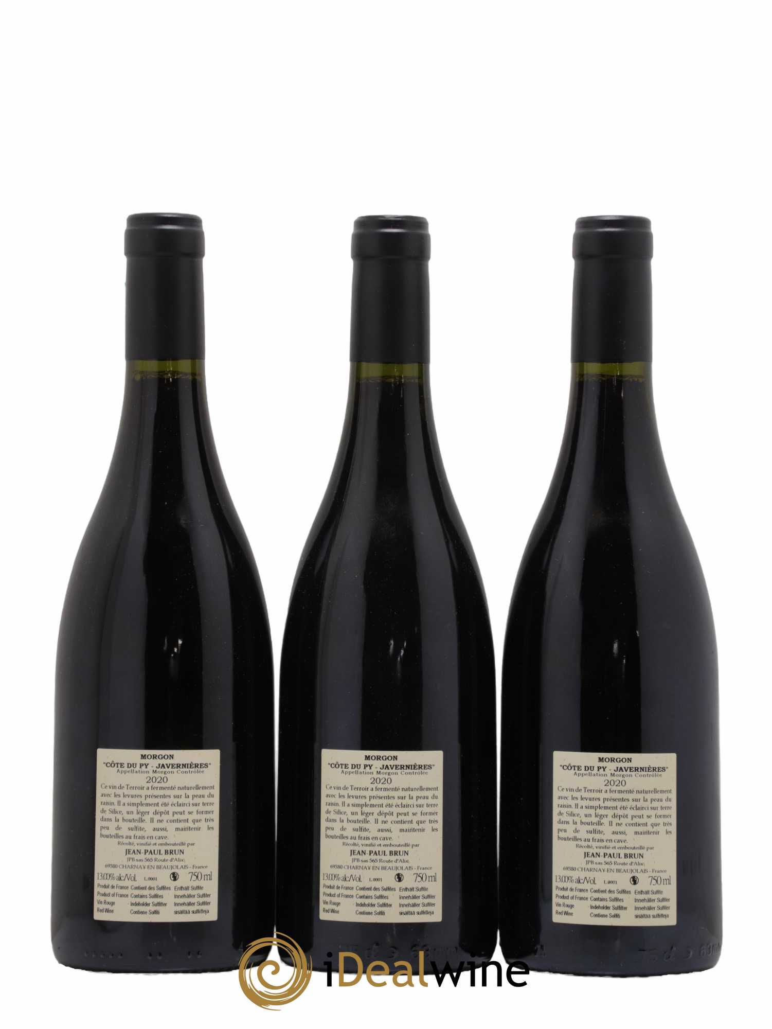 Morgon Côte du Py Javernières Terres dorées - J-P. Brun (Domaine des) 2020 - Lot de 3 bouteilles - 1