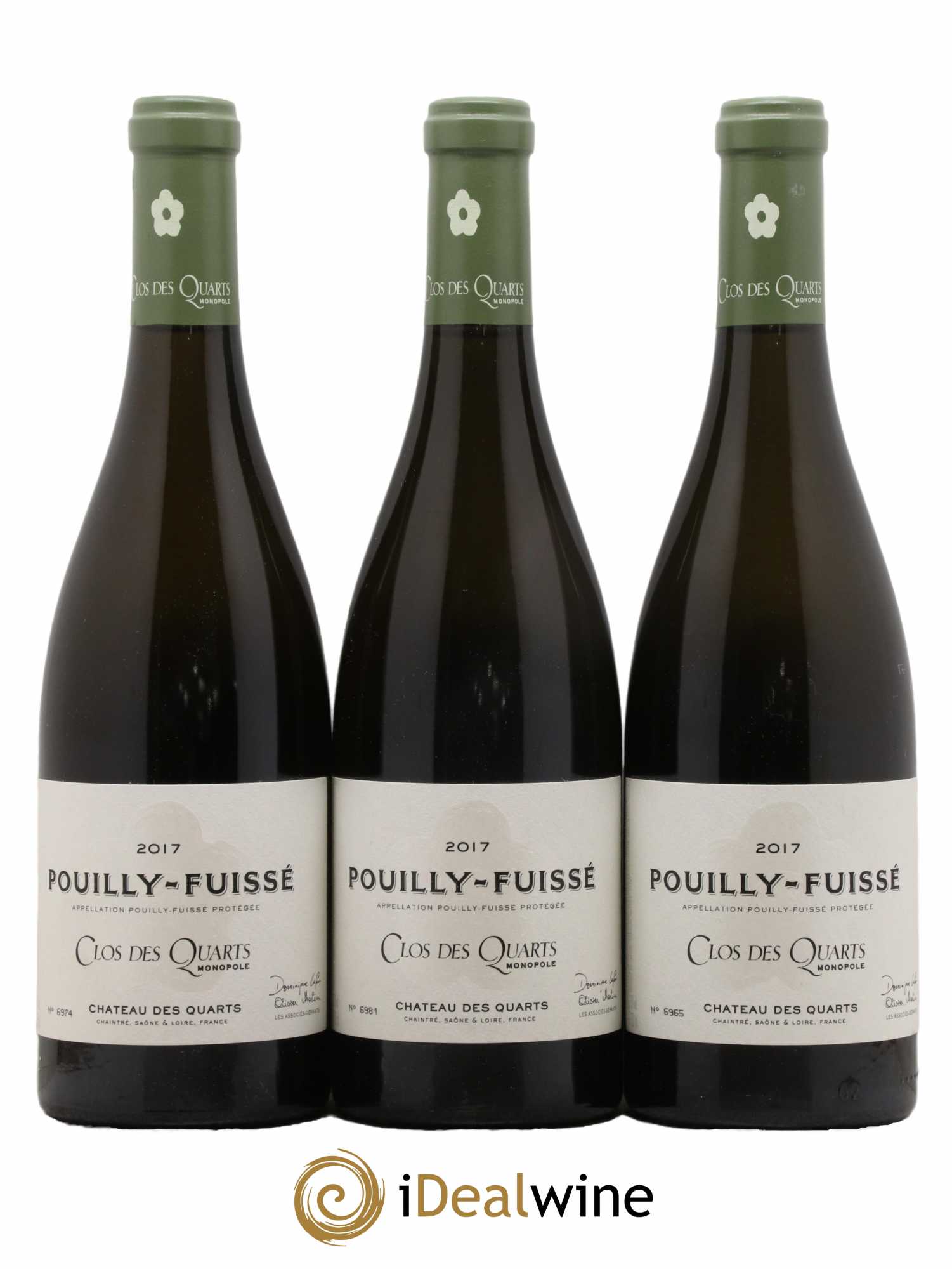 Pouilly-Fuissé 1er Cru Aux Quarts Clos des Quarts Monopole Château des Quarts 2017 - Lot de 3 bouteilles - 0