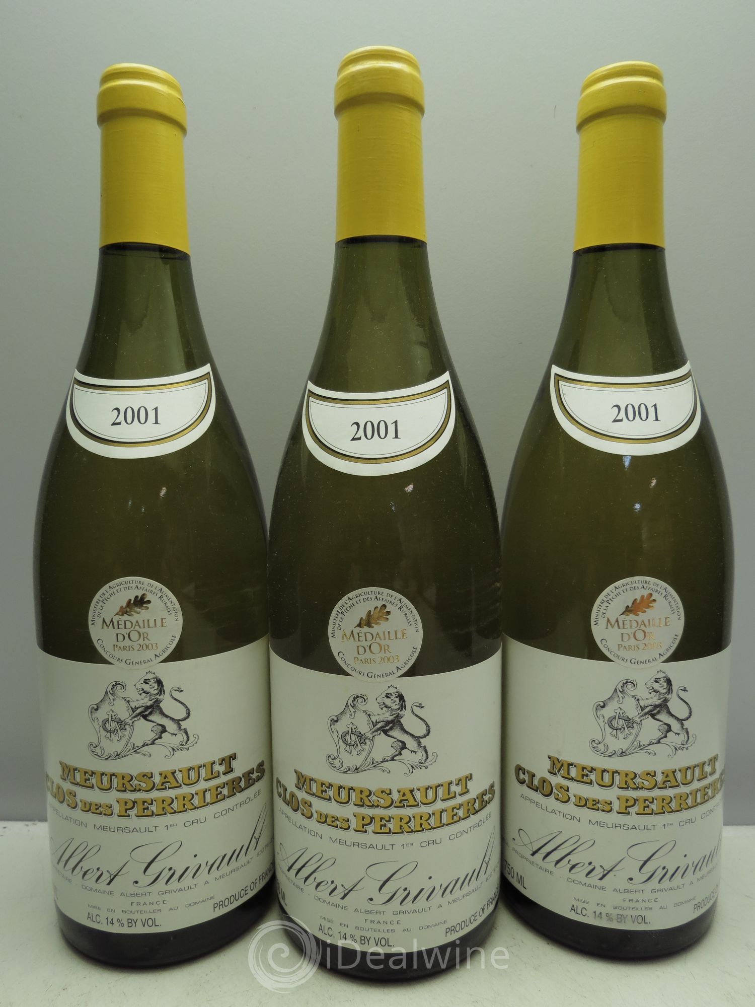 Meursault 1er Cru Perrières Albert Grivault 2001 - Lot de 3 bouteilles - 0