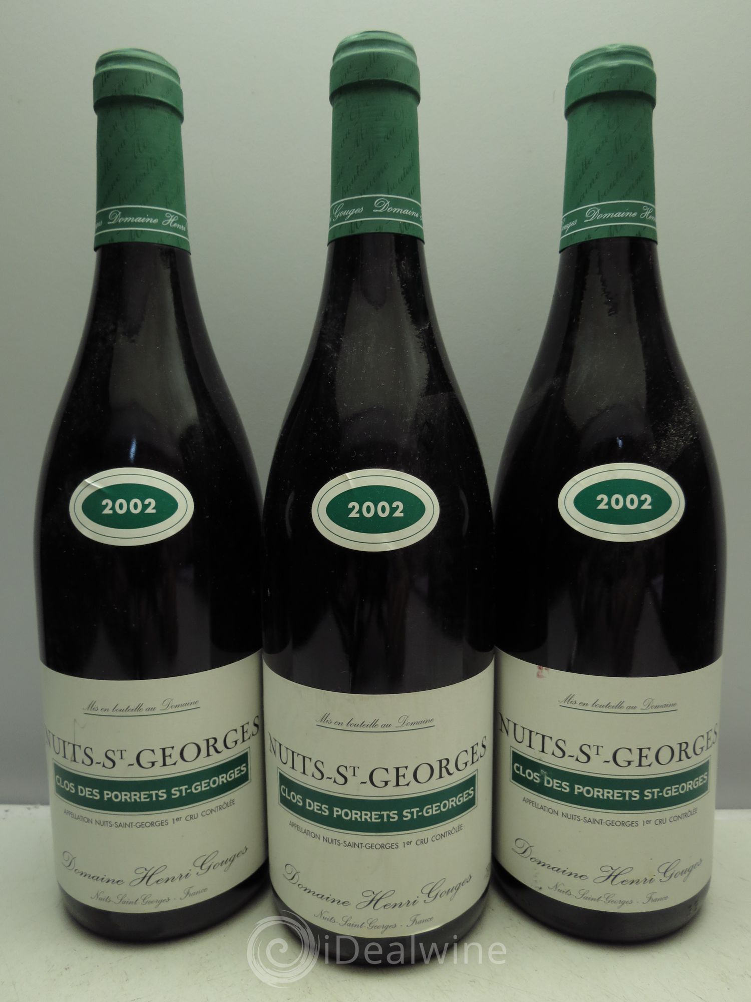 Nuits-Saint-Georges 1er Cru Clos des Porrets St Georges Henri Gouges (1 trace de stylo) 2002 - Posten von 3 Flaschen - 0