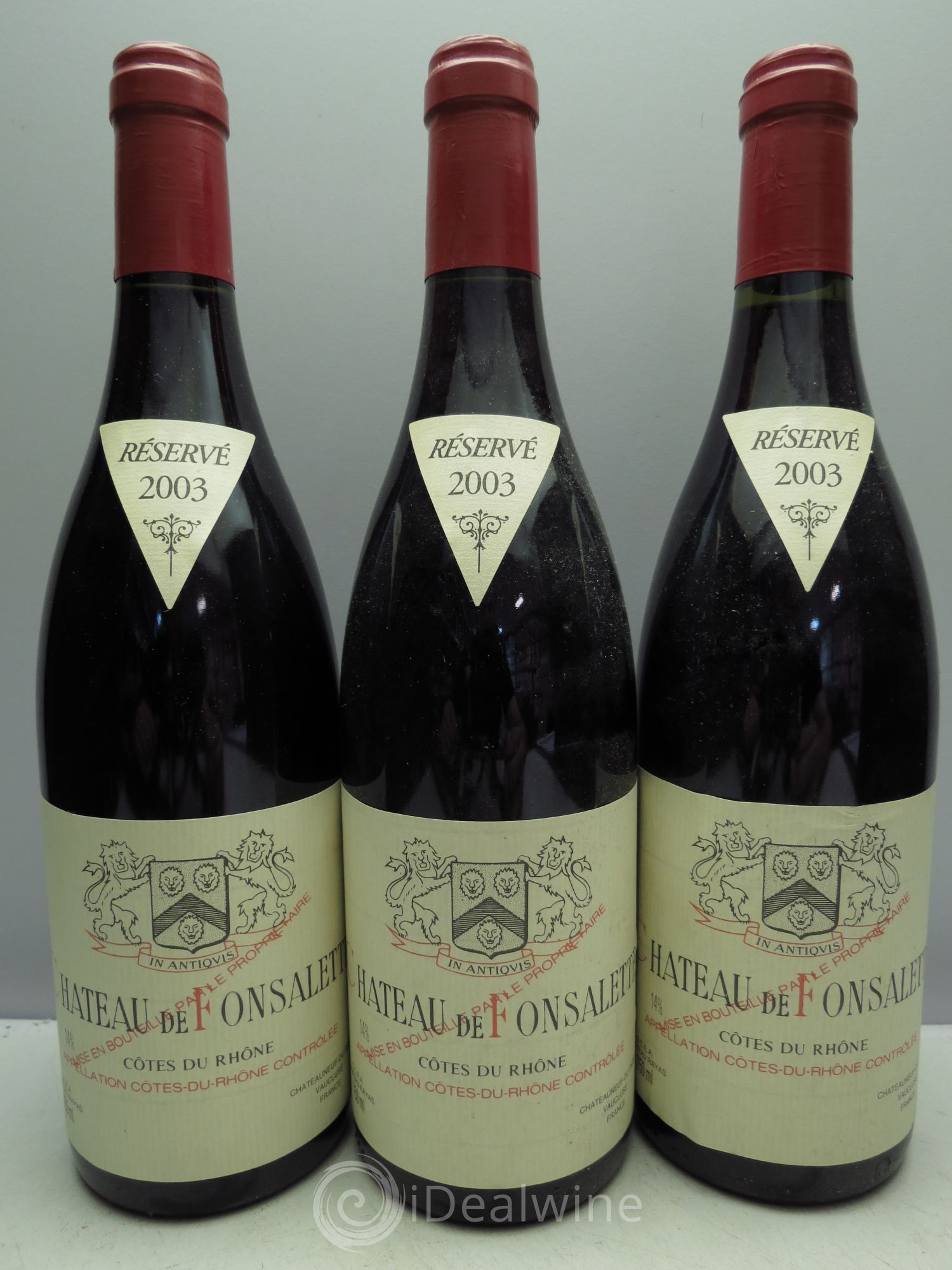 Côtes-du-Rhône Château de Fonsalette Emmanuel Reynaud 2003 - Lot de 3 bouteilles - 0