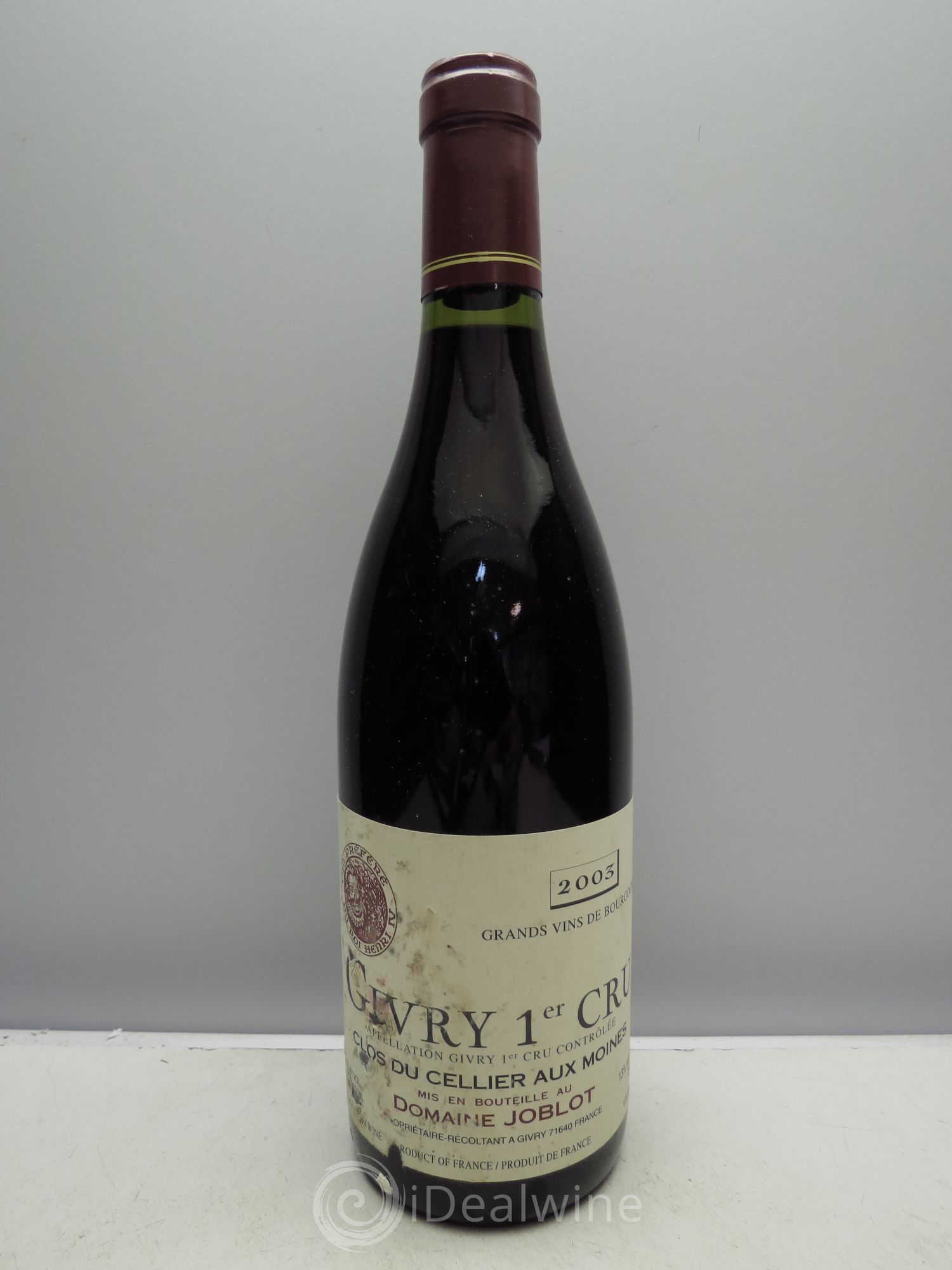 Givry 1er Cru Clos du Cellier aux Moines Joblot (Domaine) 2003 - Lot de 1 bouteille - 0