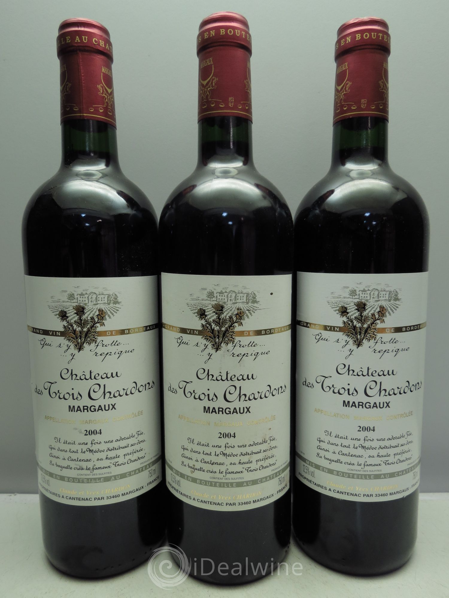 Bordeaux Les Trois Chardons - Margaux 2004 - Posten von 3 Flaschen - 0