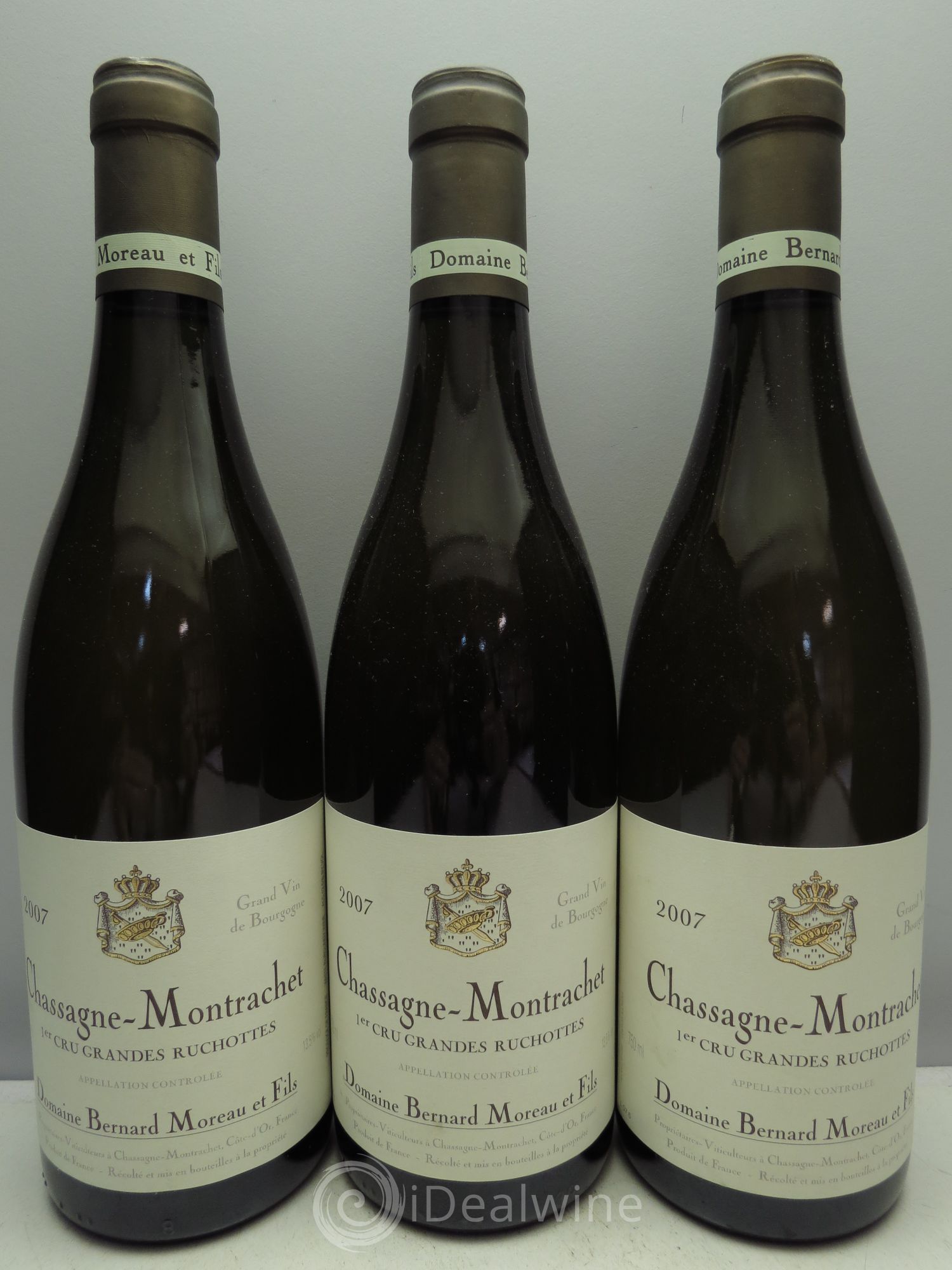 Chassagne-Montrachet 1er Cru B.Moreau 2007 - Lot de 3 bouteilles - 0