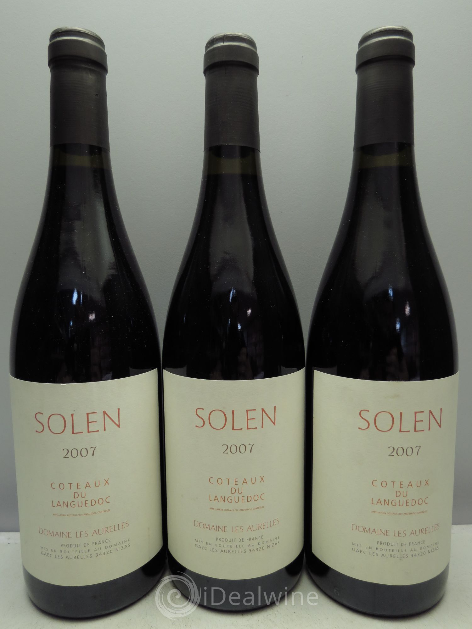Coteaux du Languedoc Solen Domaine les Aurelles 2007 - Lot de 3 bouteilles - 0
