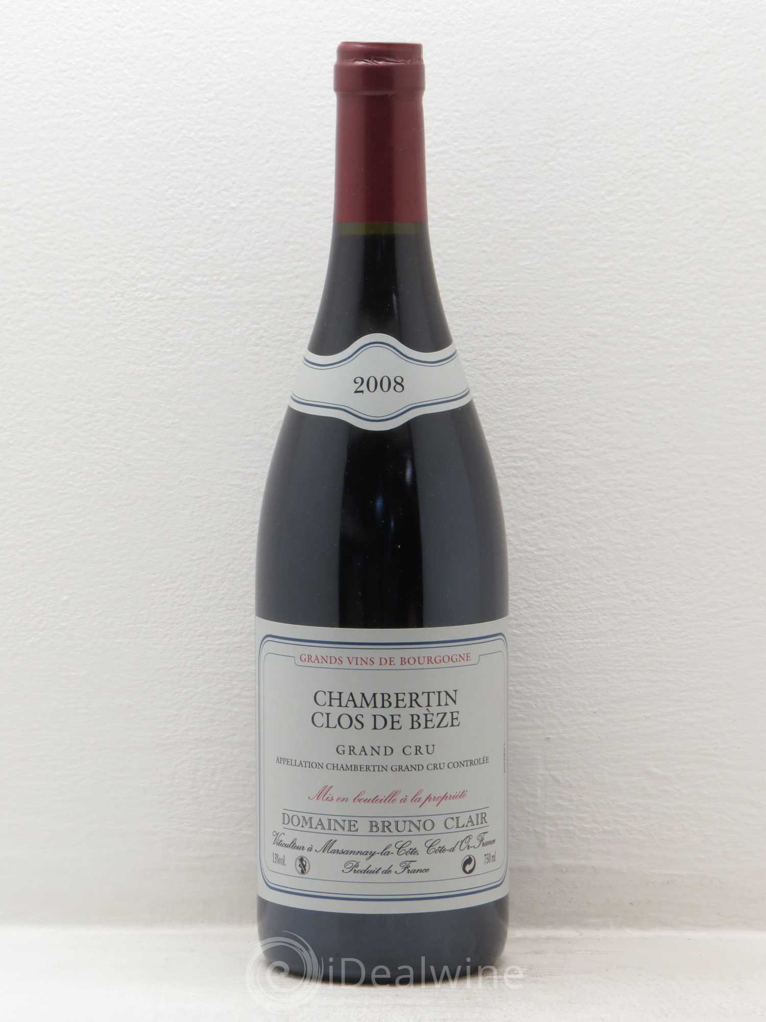 Chambertin Clos de Bèze Grand Cru Bruno Clair (Domaine) 2008 - Lot de 1 bouteille - 0