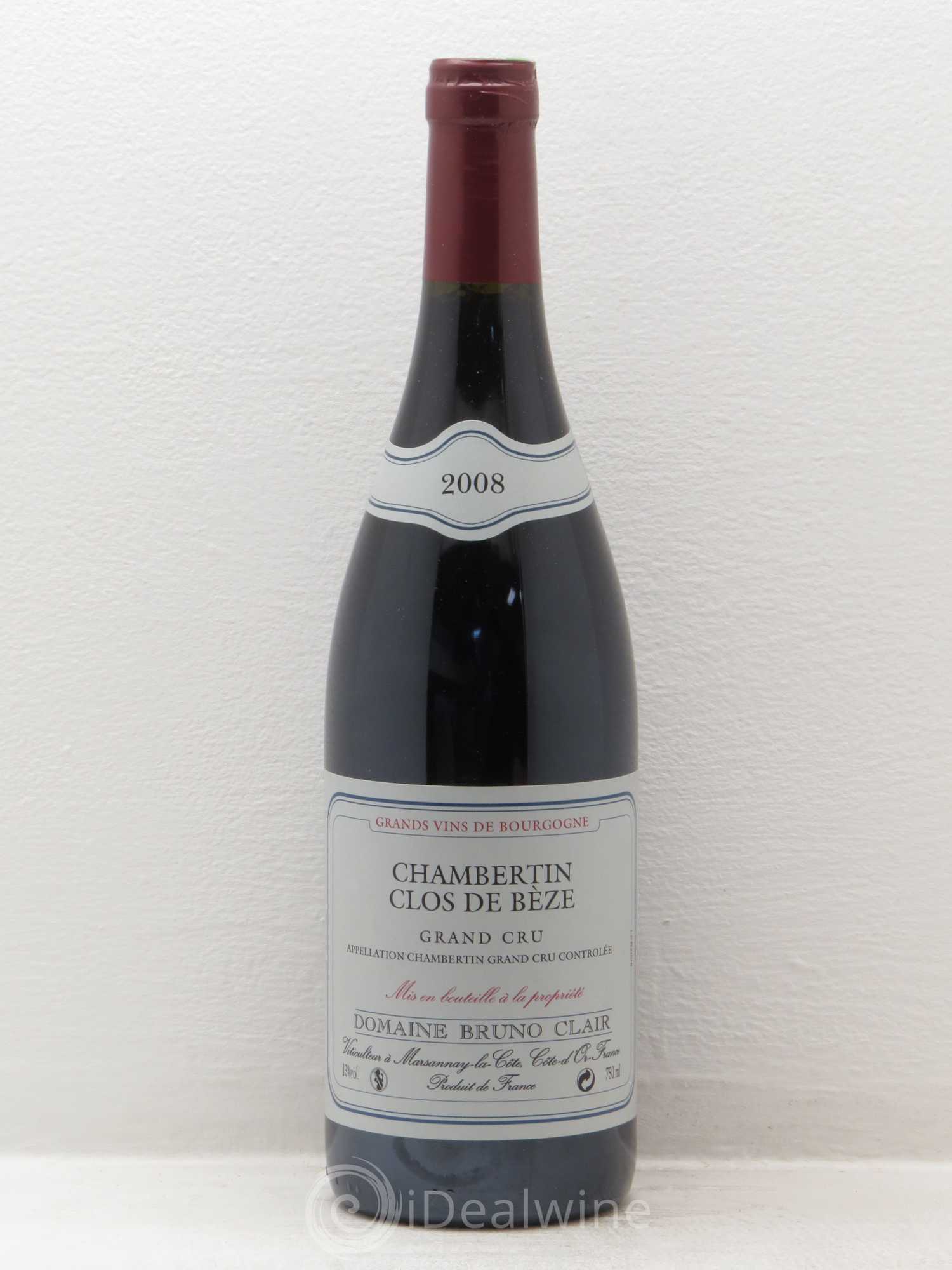Chambertin Clos de Bèze Grand Cru Bruno Clair (Domaine) 2008 - Lot de 1 bouteille - 0