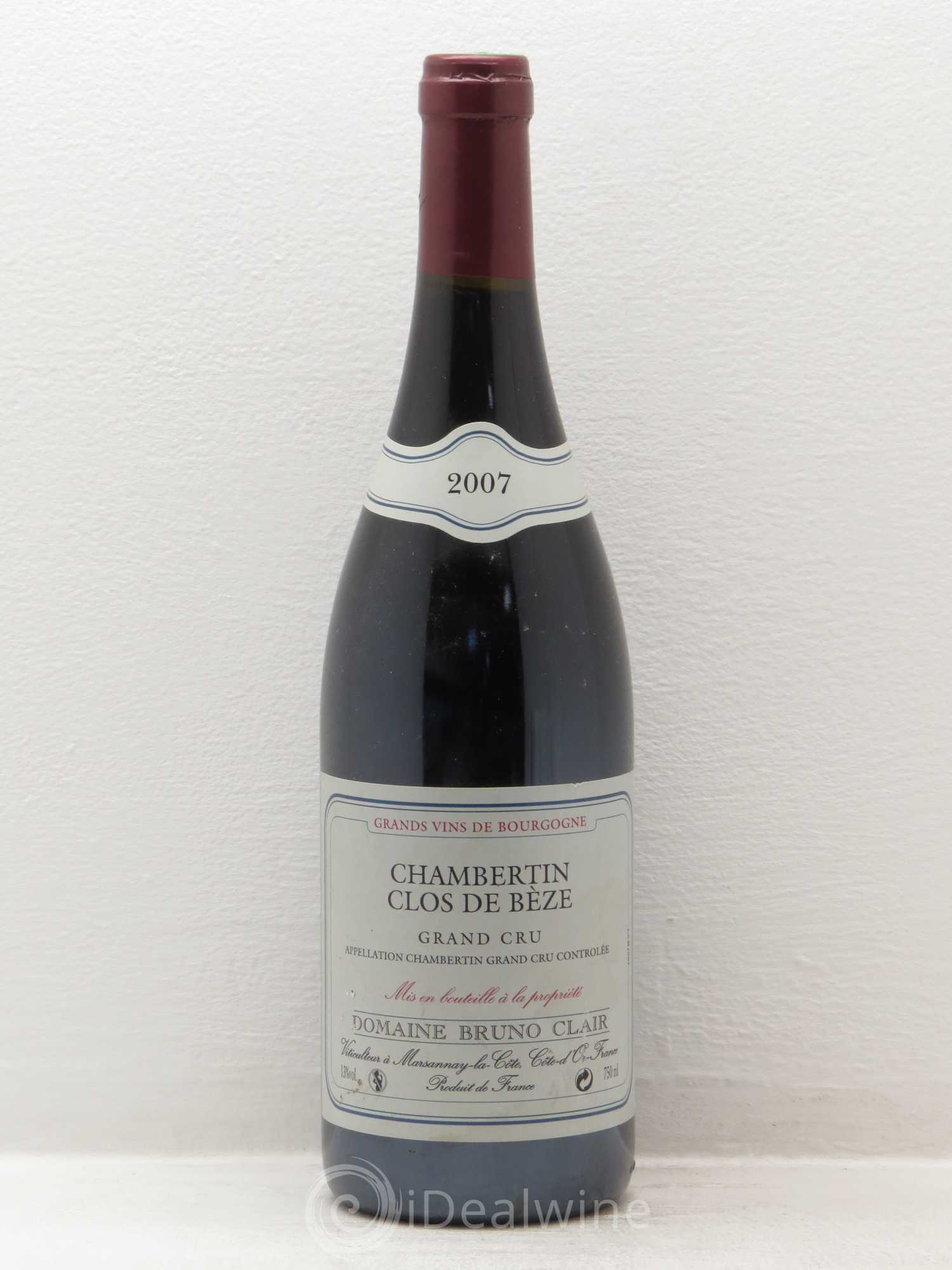 Chambertin Clos de Bèze Grand Cru Bruno Clair (Domaine) 2007 - Lot de 1 bouteille - 0