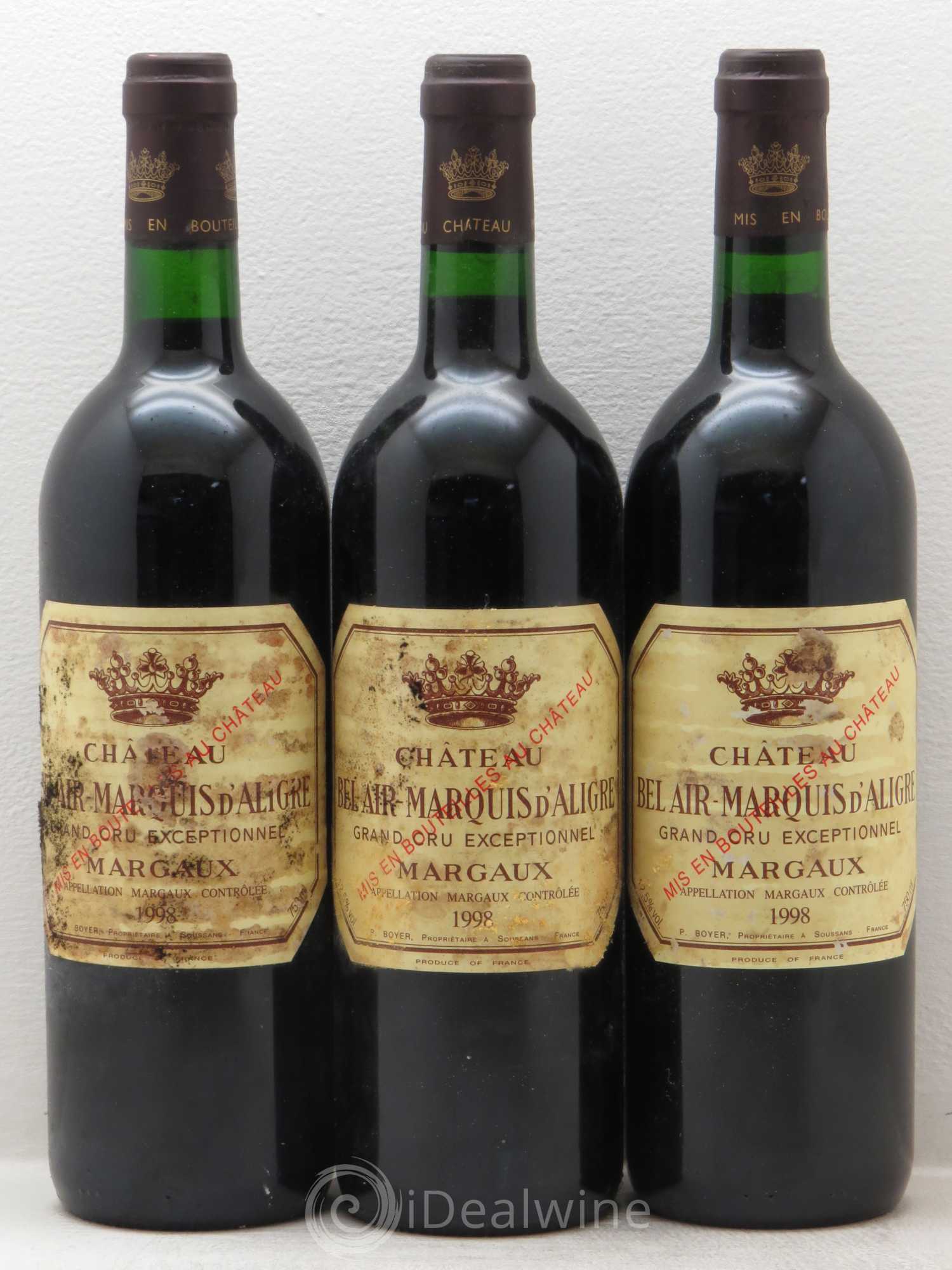 Château Bel Air Marquis d'Aligre 1998 - Lot de 3 bouteilles - 0