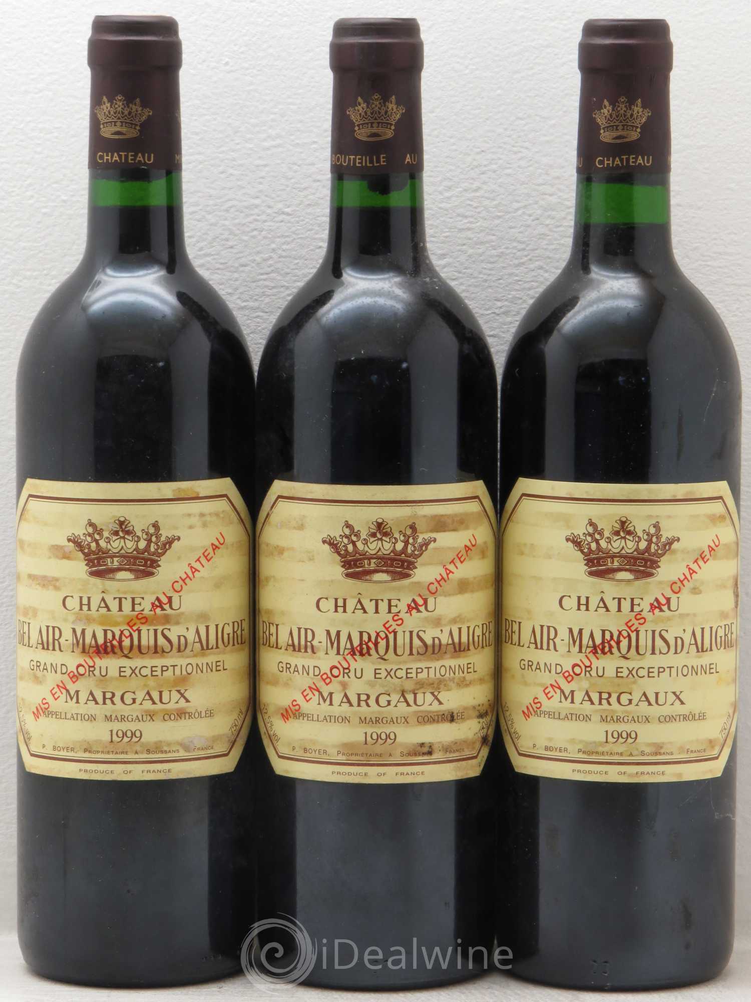 Château Bel Air Marquis d'Aligre 1999 - Lot de 3 bouteilles - 0