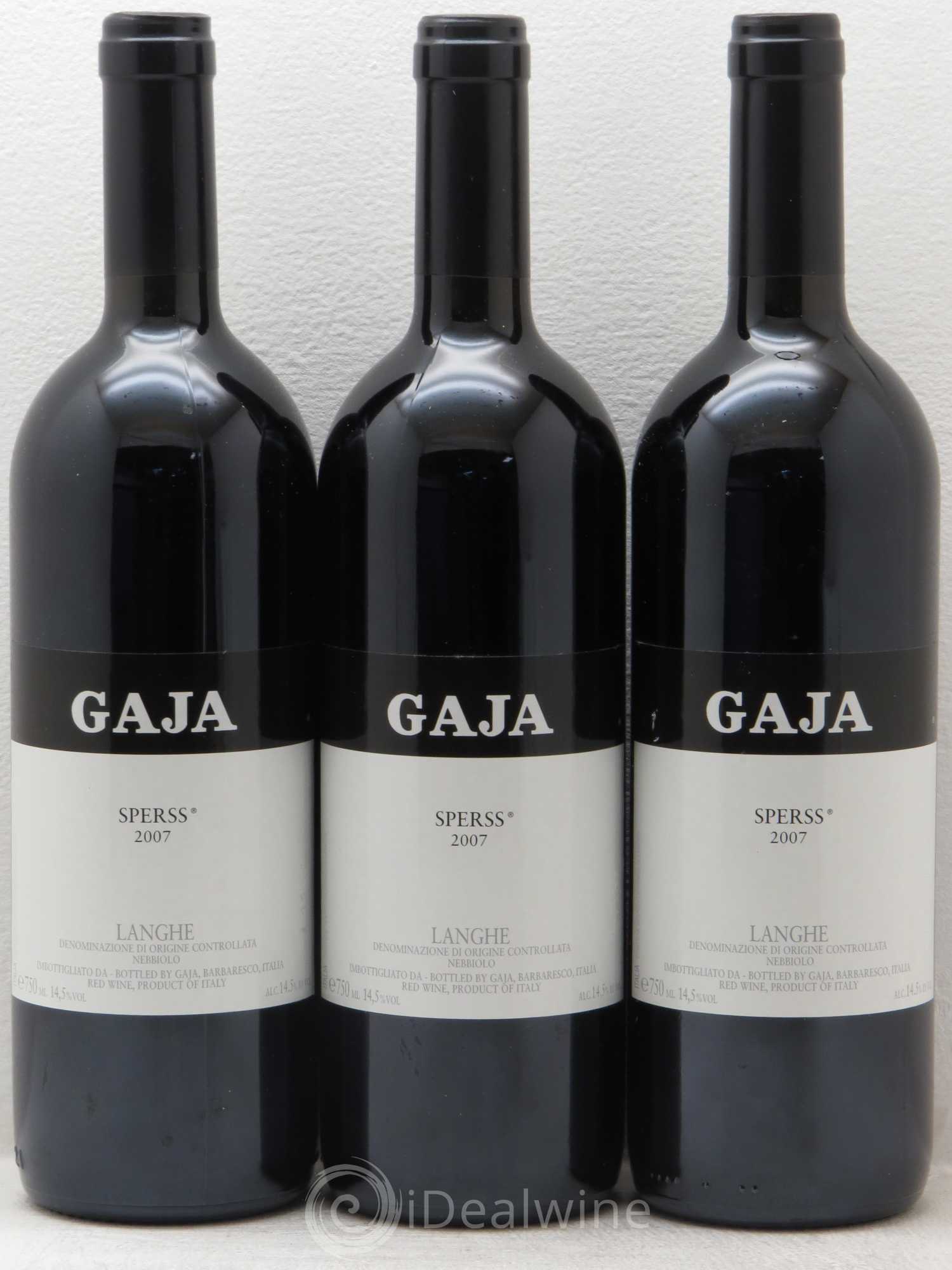 Langhe Sperss Angelo Gaja 2007 - Lot de 3 bouteilles - 0
