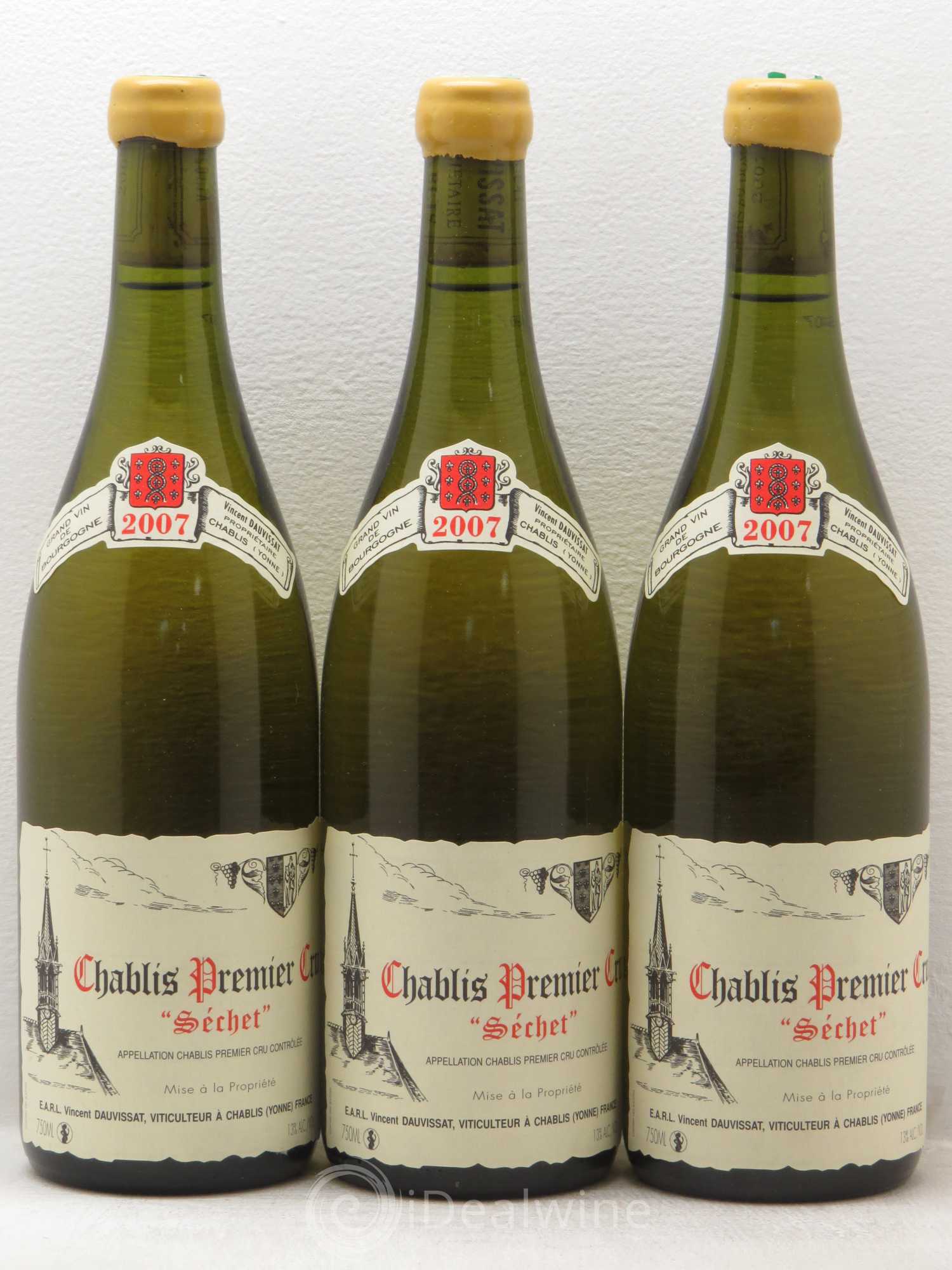 Chablis 1er Cru Séchet Vincent Dauvissat (Domaine) 2007 - Lot de 3 bouteilles - 0
