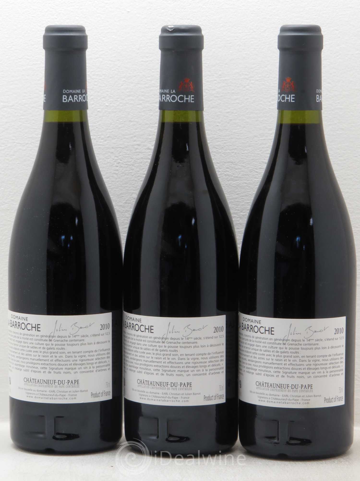 Châteauneuf-du-Pape La Barroche (Domaine de) Réserve Julien Barrot 2010 - Lot de 3 bouteilles - 1