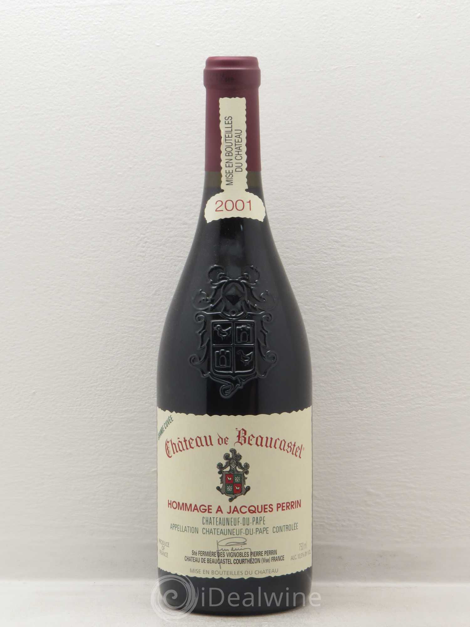 Châteauneuf-du-Pape Château de Beaucastel Hommage à Jacques Perrin Famille Perrin 2001 - Lot de 1 bouteille - 0