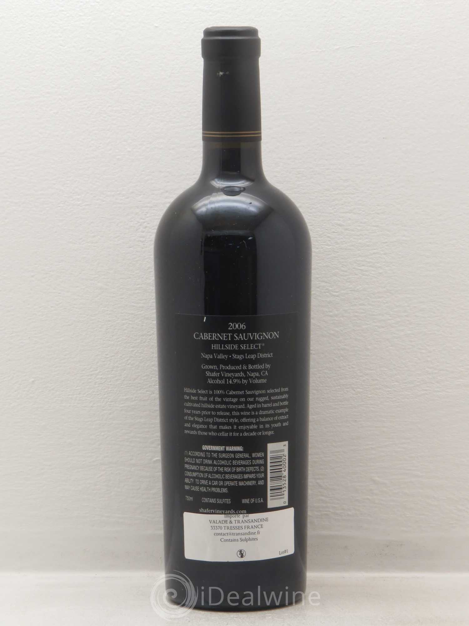 USA Napa Valley Shafer Hillside Select cabernet sauvignon 2006 - Posten von 1 Flasche - 1