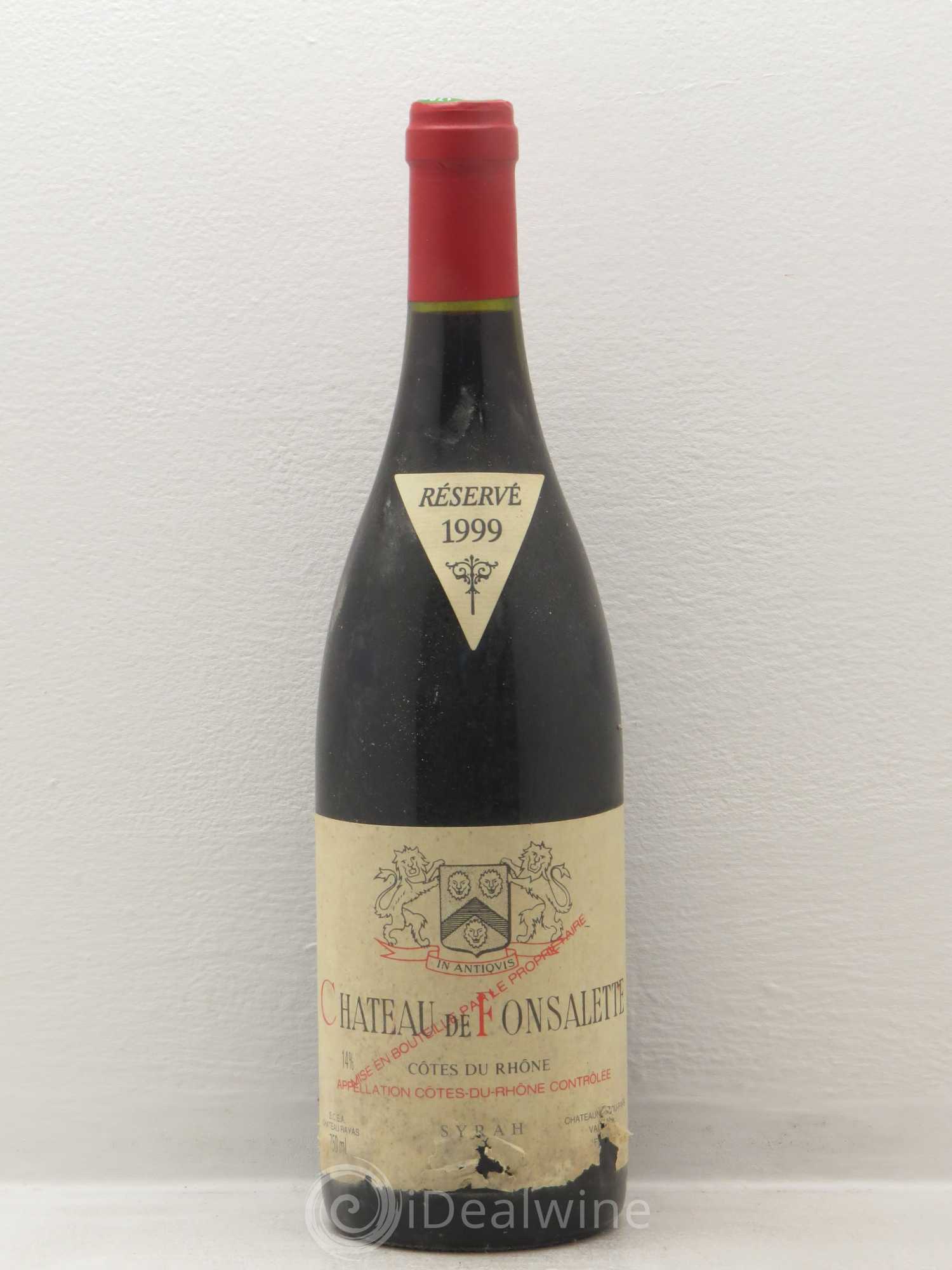 Côtes-du-Rhône Cuvée Syrah Château de Fonsalette 1999 - Lot de 1 bouteille - 0