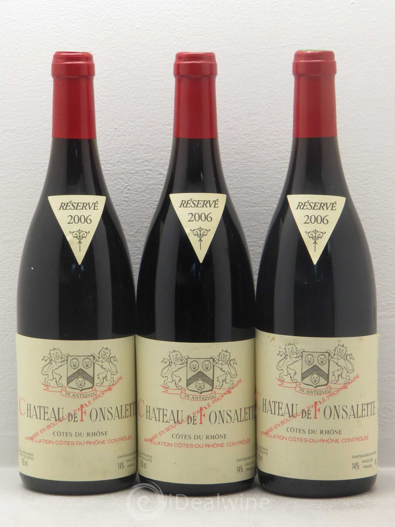 Côtes-du-Rhône Château de Fonsalette Emmanuel Reynaud 2006 - Lot de 3 bouteilles - 0