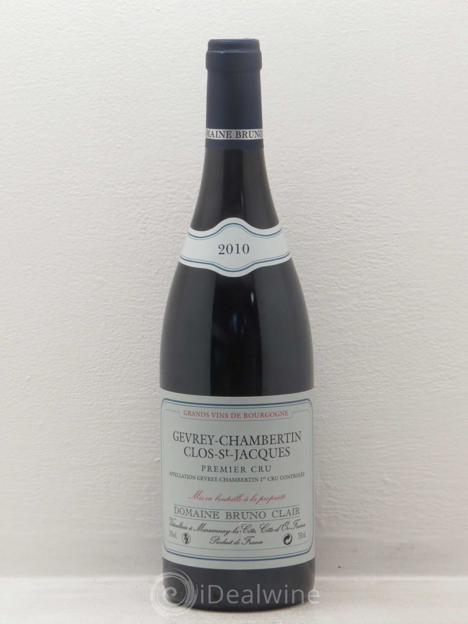 Gevrey-Chambertin 1er Cru Clos Saint-Jacques Bruno Clair (Domaine) 2010 - Lot de 1 bouteille - 0