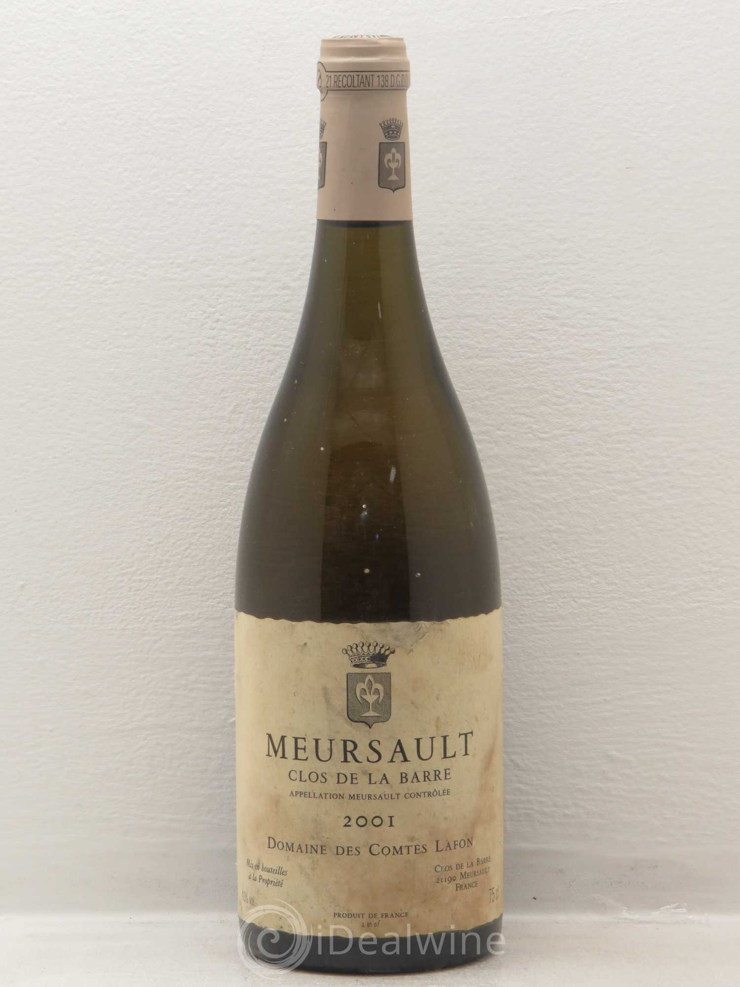 Meursault Clos de la Barre Comtes Lafon (Domaine des) 2001 - Lot de 1 bouteille - 0