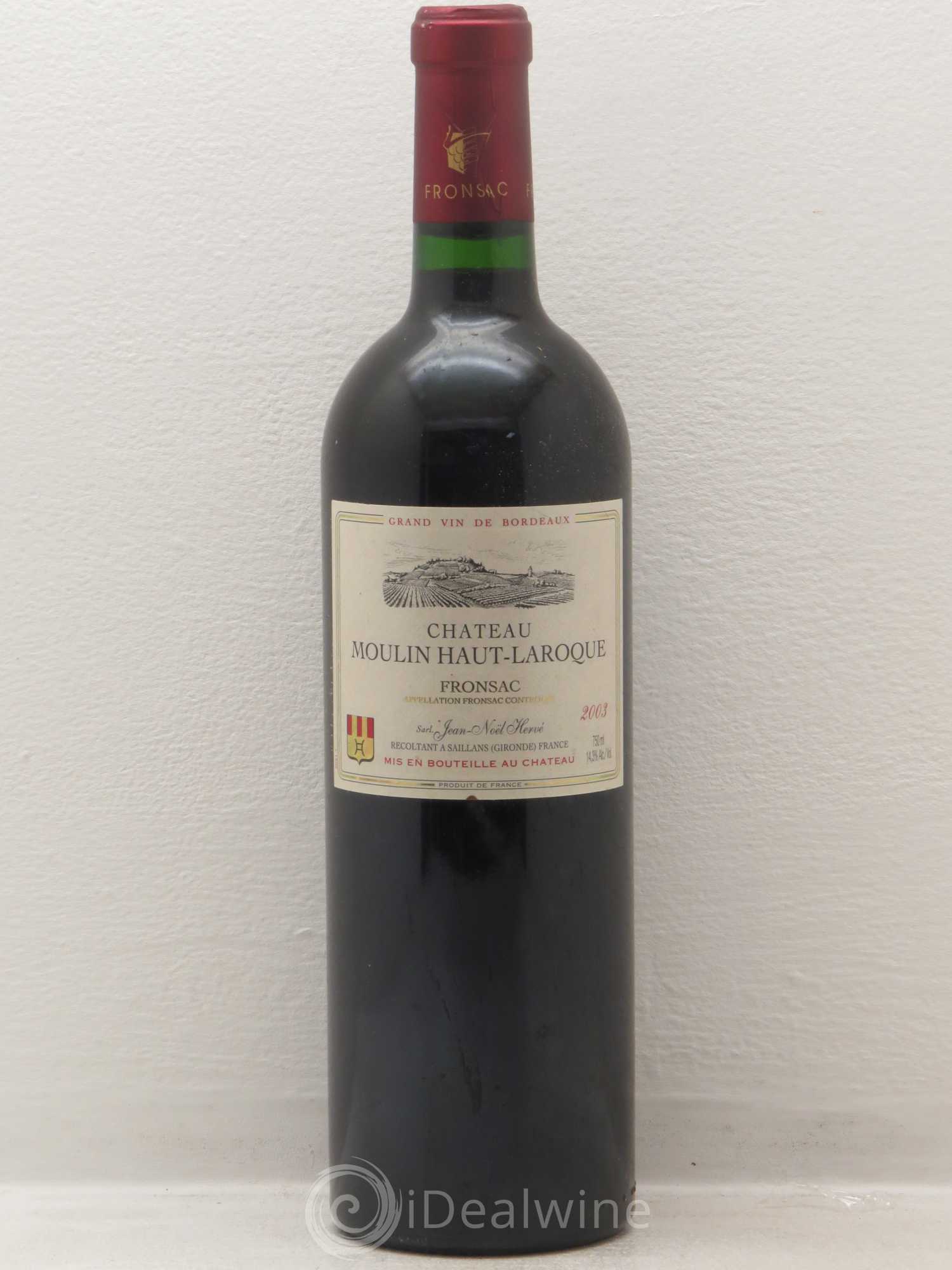 Bordeaux Moulin Haut Laroque 2003 - Posten von 1 Flasche - 0