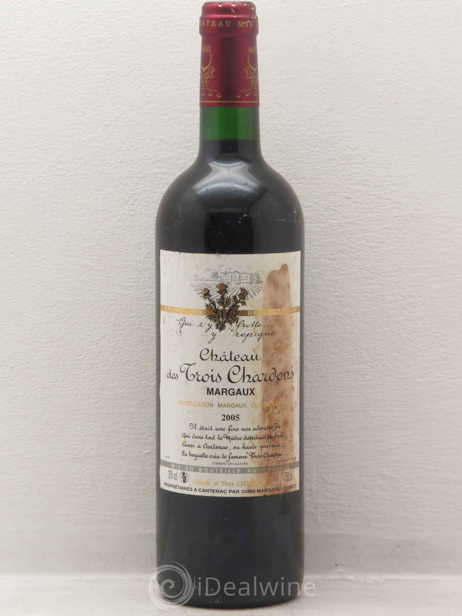 Bordeaux Margaux Château Des 3 Chardons 2005 - Posten von 1 Flasche - 0