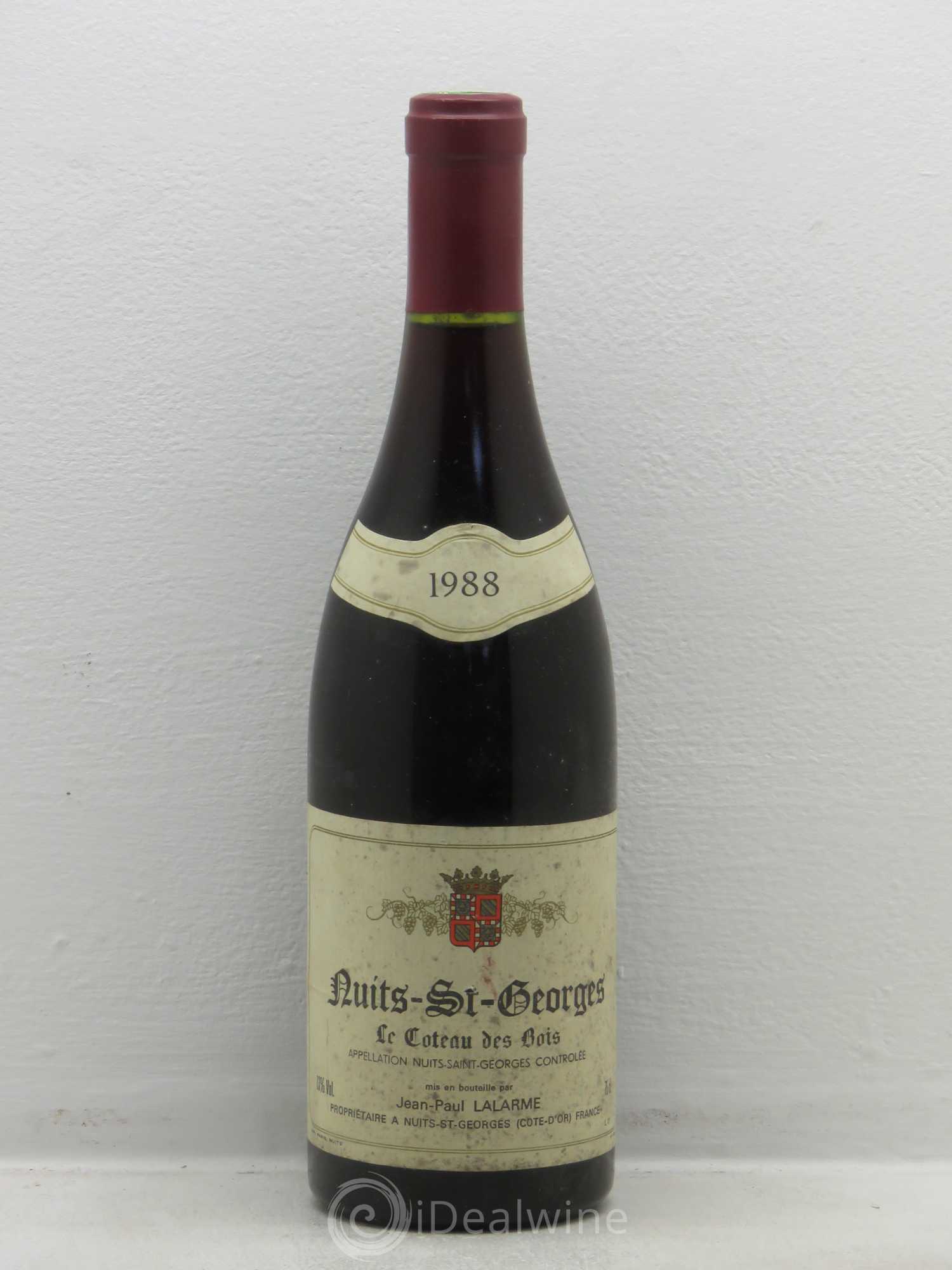 Nuits-Saint-Georges Coteaux des bois J.P Lalarme (sans prix de réserve) 1988 - Posten von 1 Flasche - 0