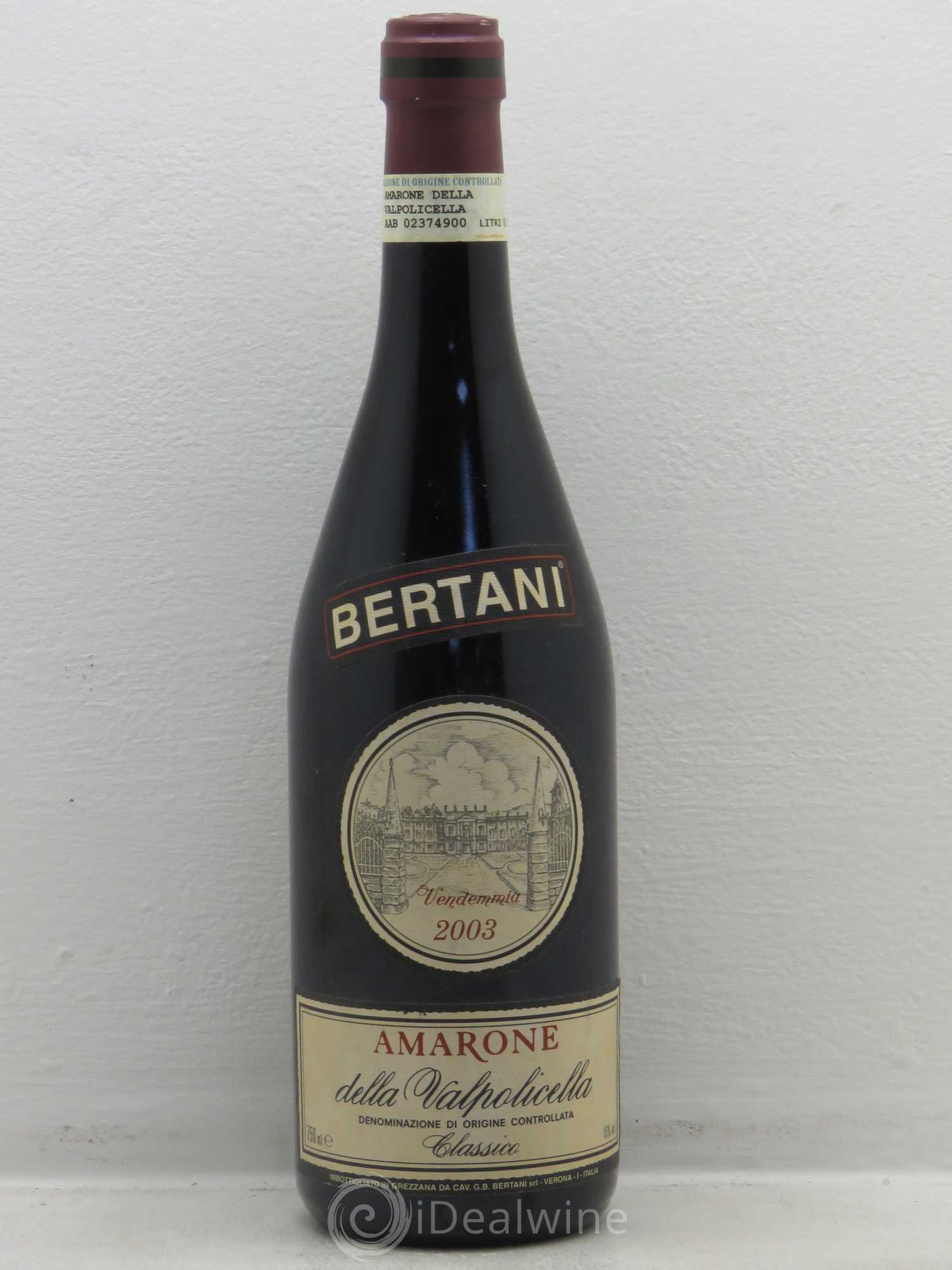 Amarone della Valpolicella DOC Bertani 2003 - Lot de 1 bouteille - 0