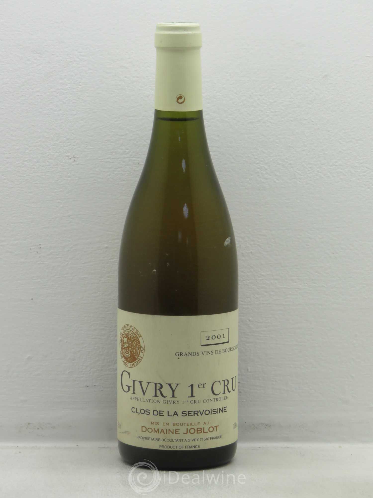 Givry 1er Cru Servoisine Joblot (Domaine) (sans prix de réserve) 2001 - Lot de 1 bouteille - 0