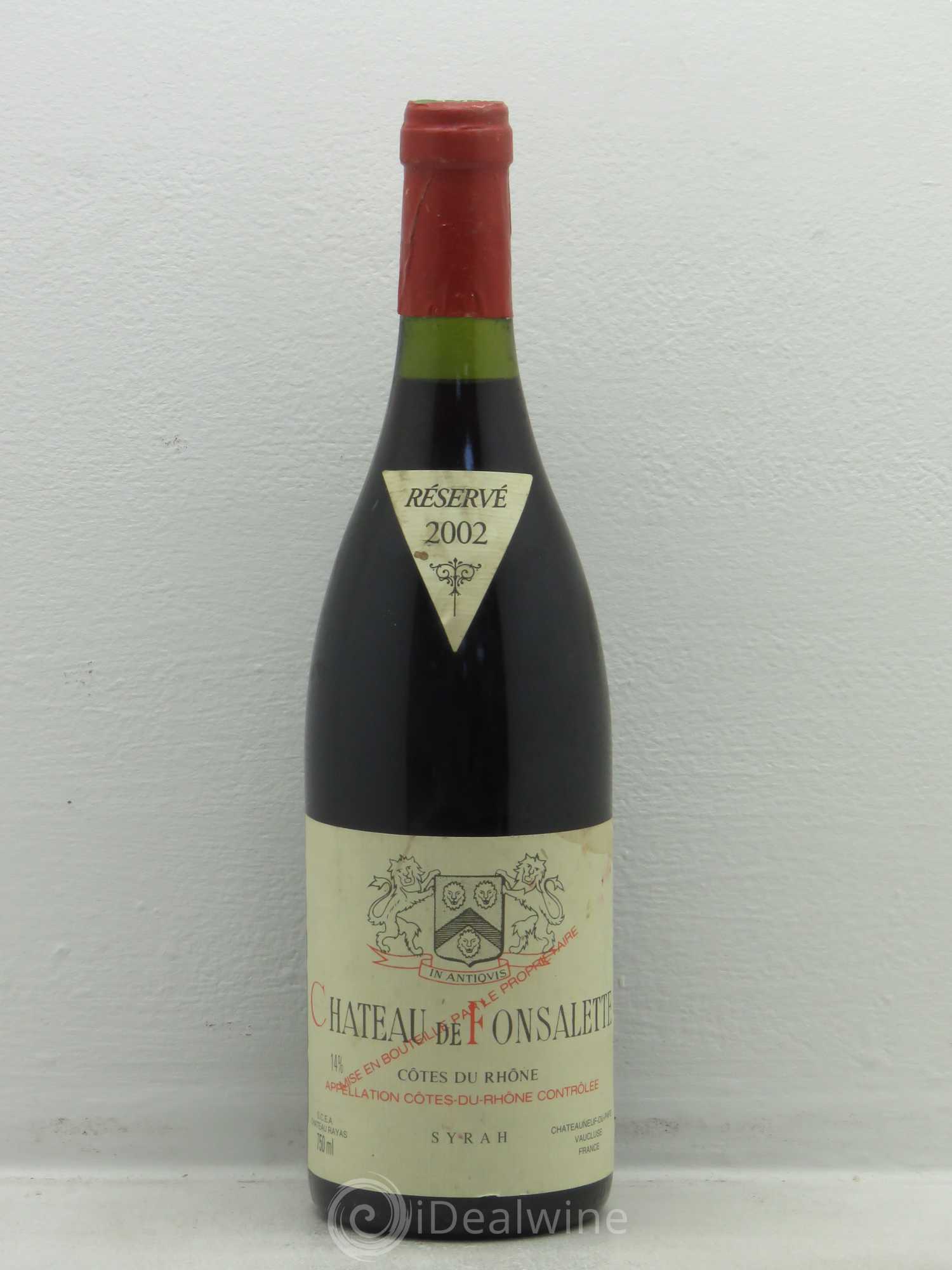 Côtes-du-Rhône Cuvée Syrah Château de Fonsalette 2002 - Lot de 1 bouteille - 0