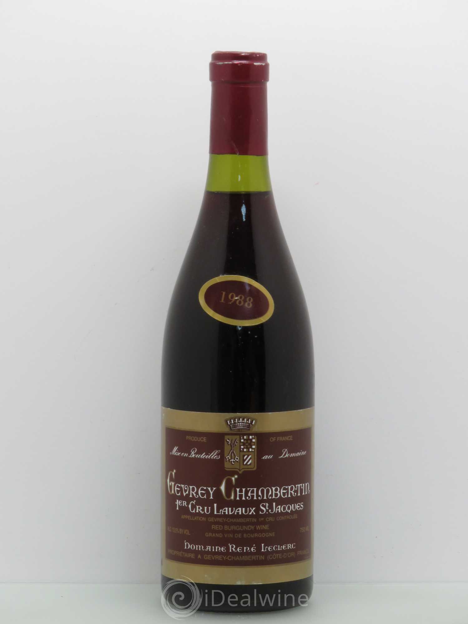 Gevrey-Chambertin 1er Cru Lavaux St Jacques Leclerc 1988 - Lot de 1 bouteille - 0
