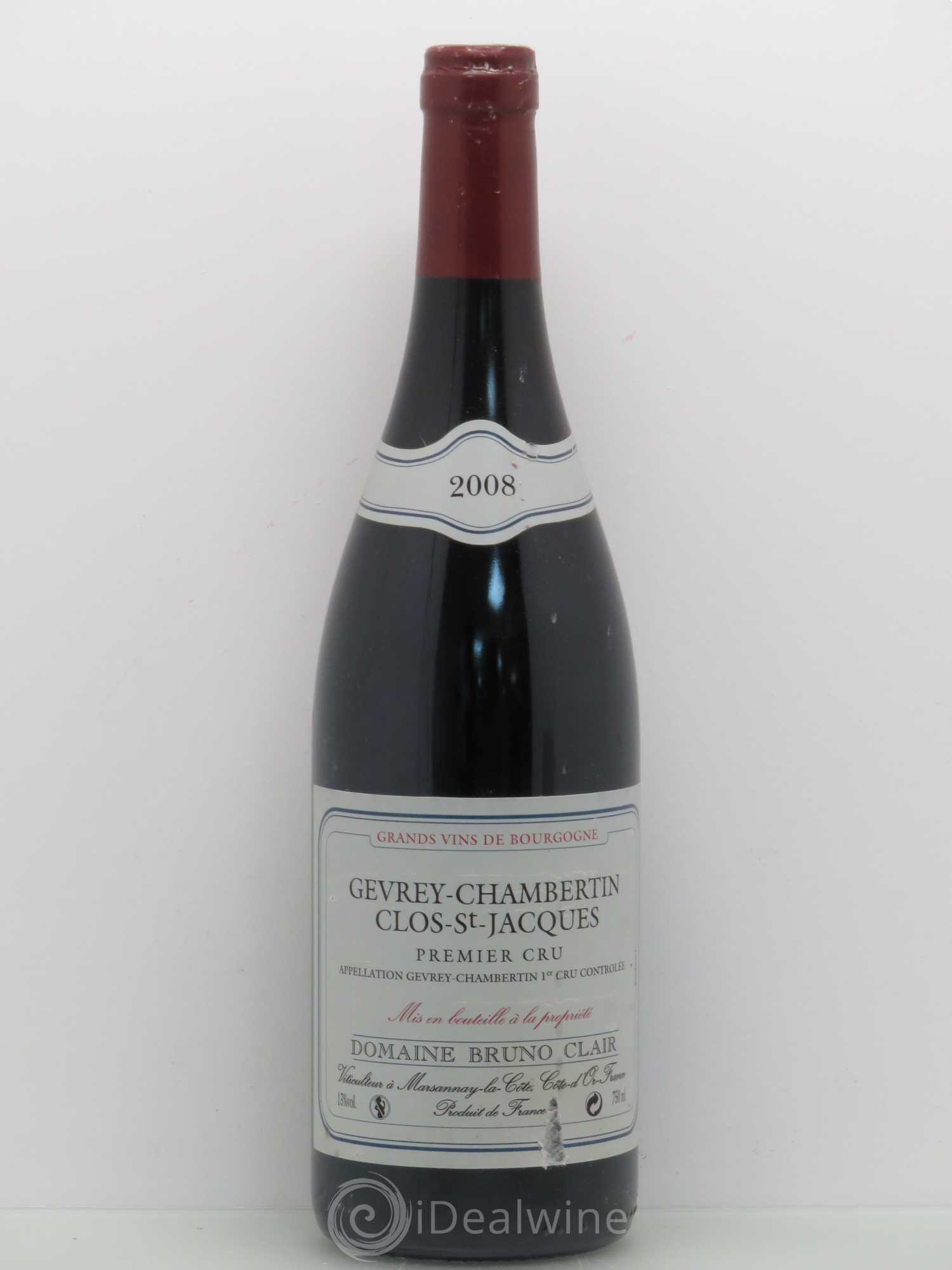 Gevrey-Chambertin 1er Cru Clos Saint-Jacques Bruno Clair (Domaine) 2008 - Lot de 1 bouteille - 0