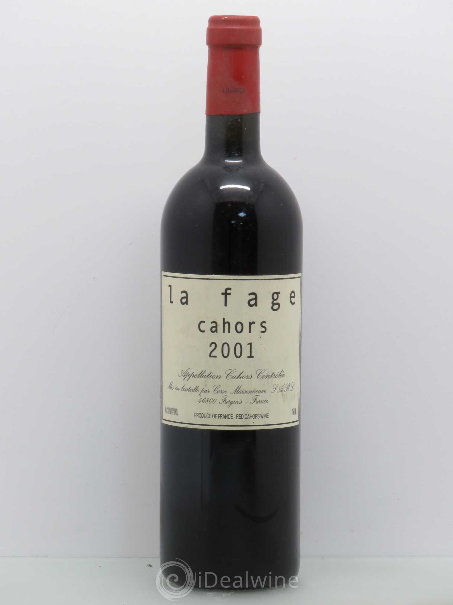 Cahors La Fage Cosse-Maisonneuve (Domaine) 2001 - Lot de 1 bouteille - 0