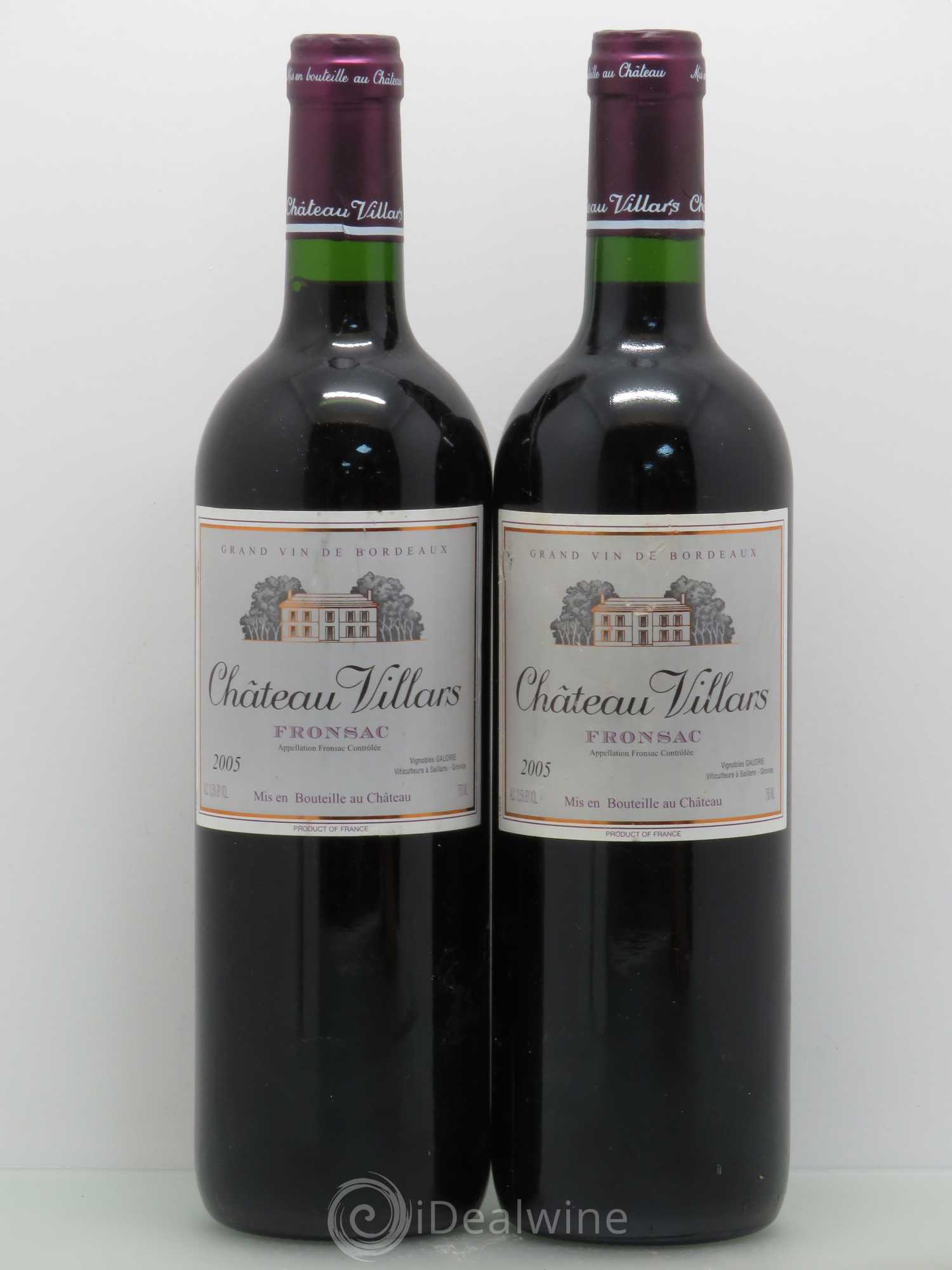 Fronsac Villars (sans prix de réserve) 2005 - Posten von 2 Flaschen - 0