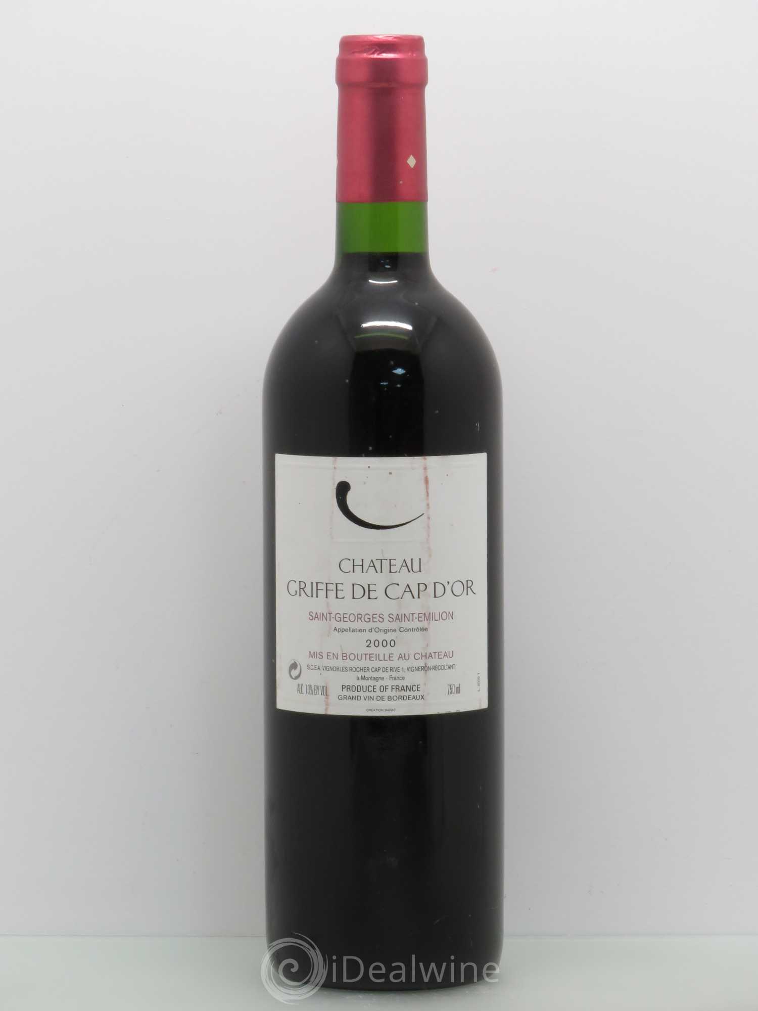 Bordeaux Griffe De Cap D Or St Georges St Emilion (sans prix de réserve) 2000 - Posten von 1 Flasche - 0
