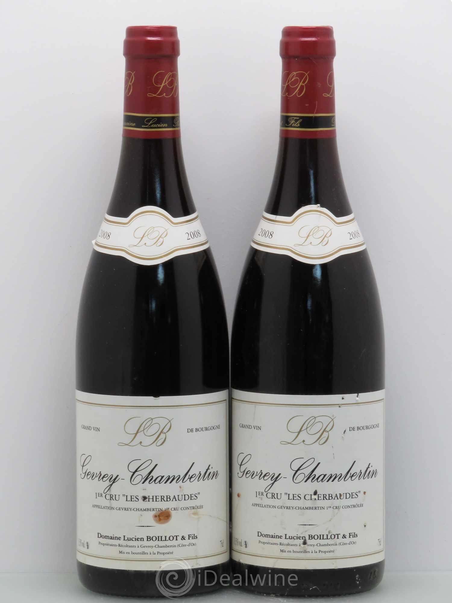 Gevrey-Chambertin 1er Cru Les Cherbaudes Boillot (sans prix de réserve) 2008 - Posten von 2 Flaschen - 0