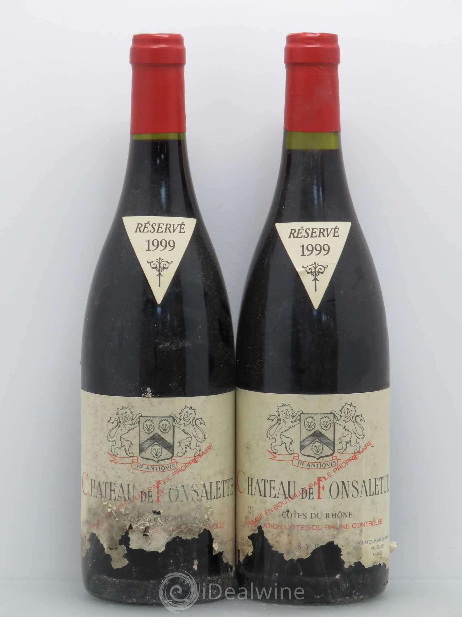 Côtes-du-Rhône Château de Fonsalette Emmanuel Reynaud 1999 - Lot de 2 bouteilles - 0