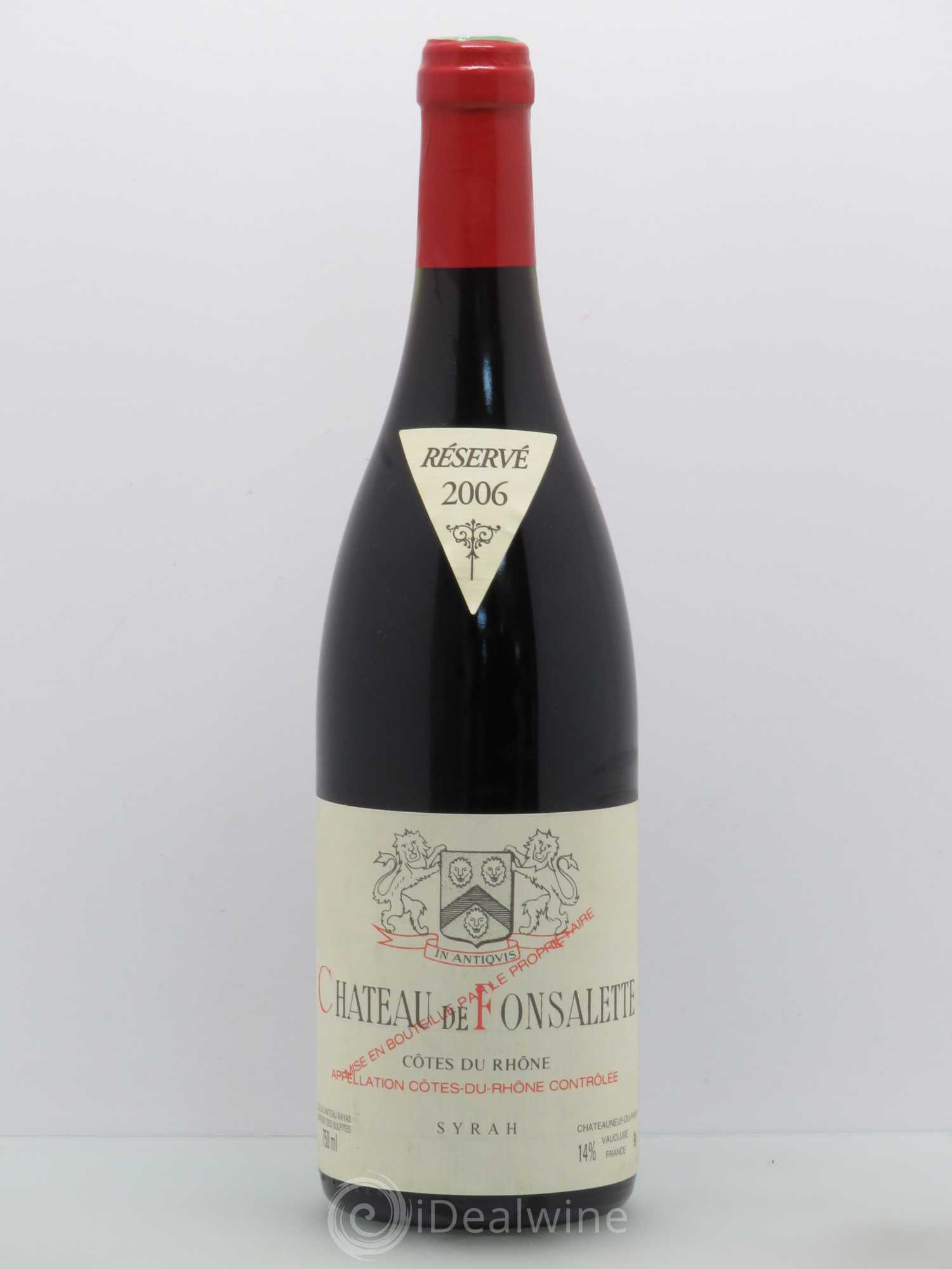 Côtes-du-Rhône Cuvée Syrah Château de Fonsalette 2006 - Lot de 1 bouteille - 0
