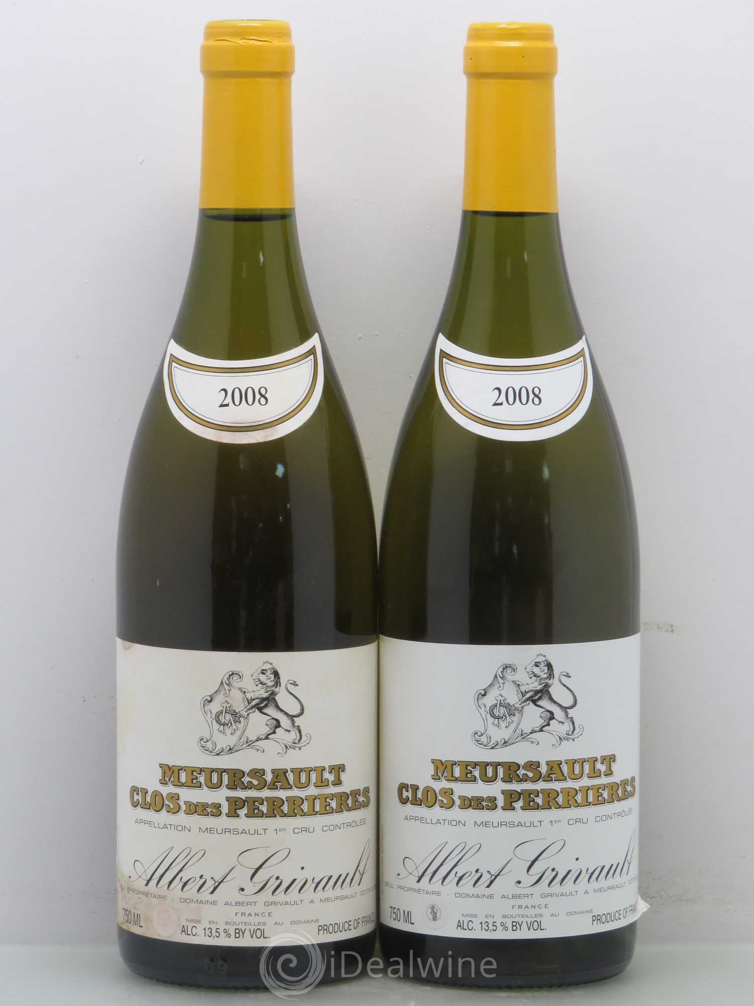 Meursault 1er Cru Clos des Perrières Monopole Albert Grivault 2008 - Lot de 2 bouteilles - 0