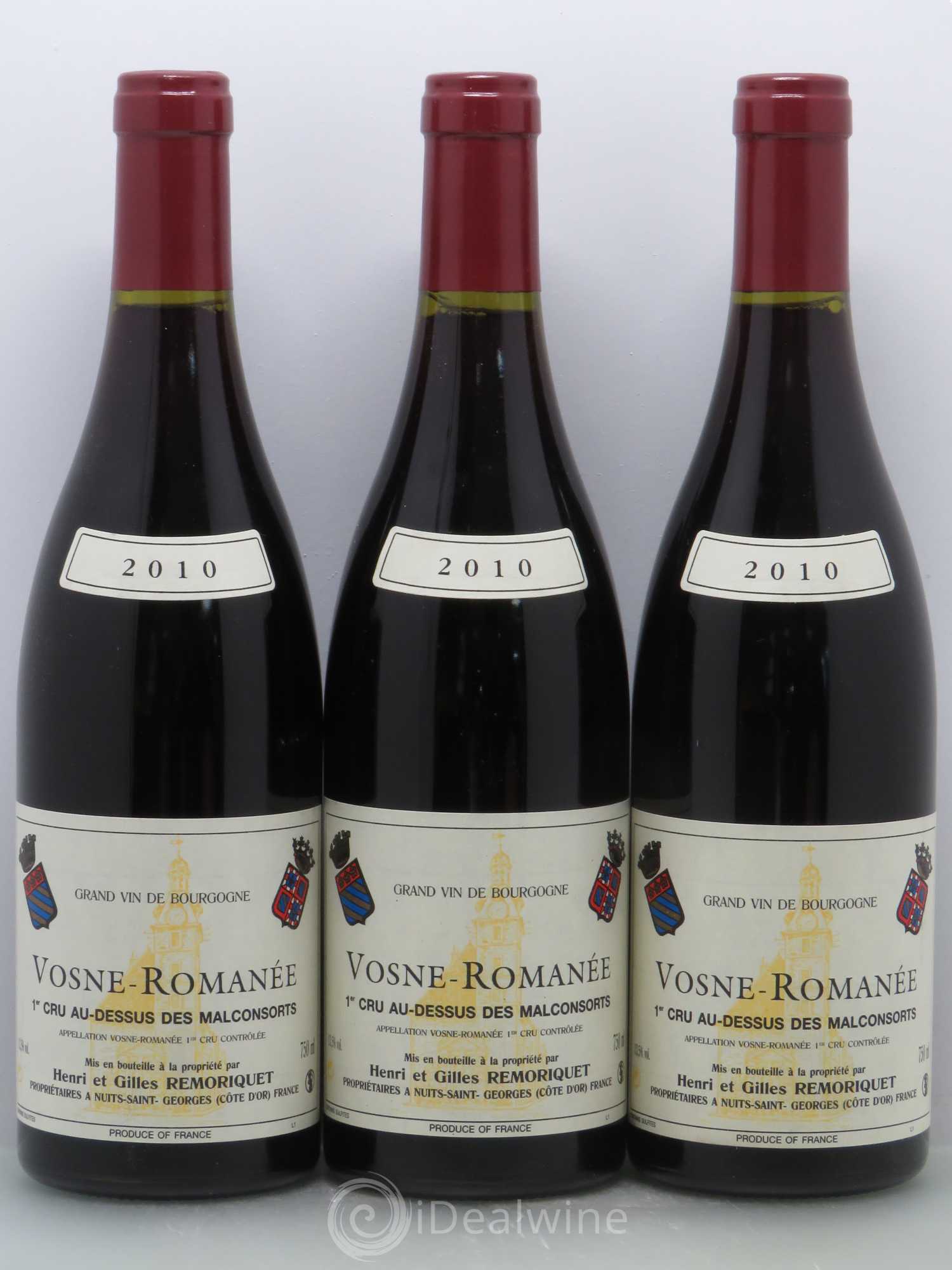Vosne-Romanée 1er Cru Les Malconsorts Gilles Remoriquet Au Dessus 2010 - Lot de 3 bouteilles - 0