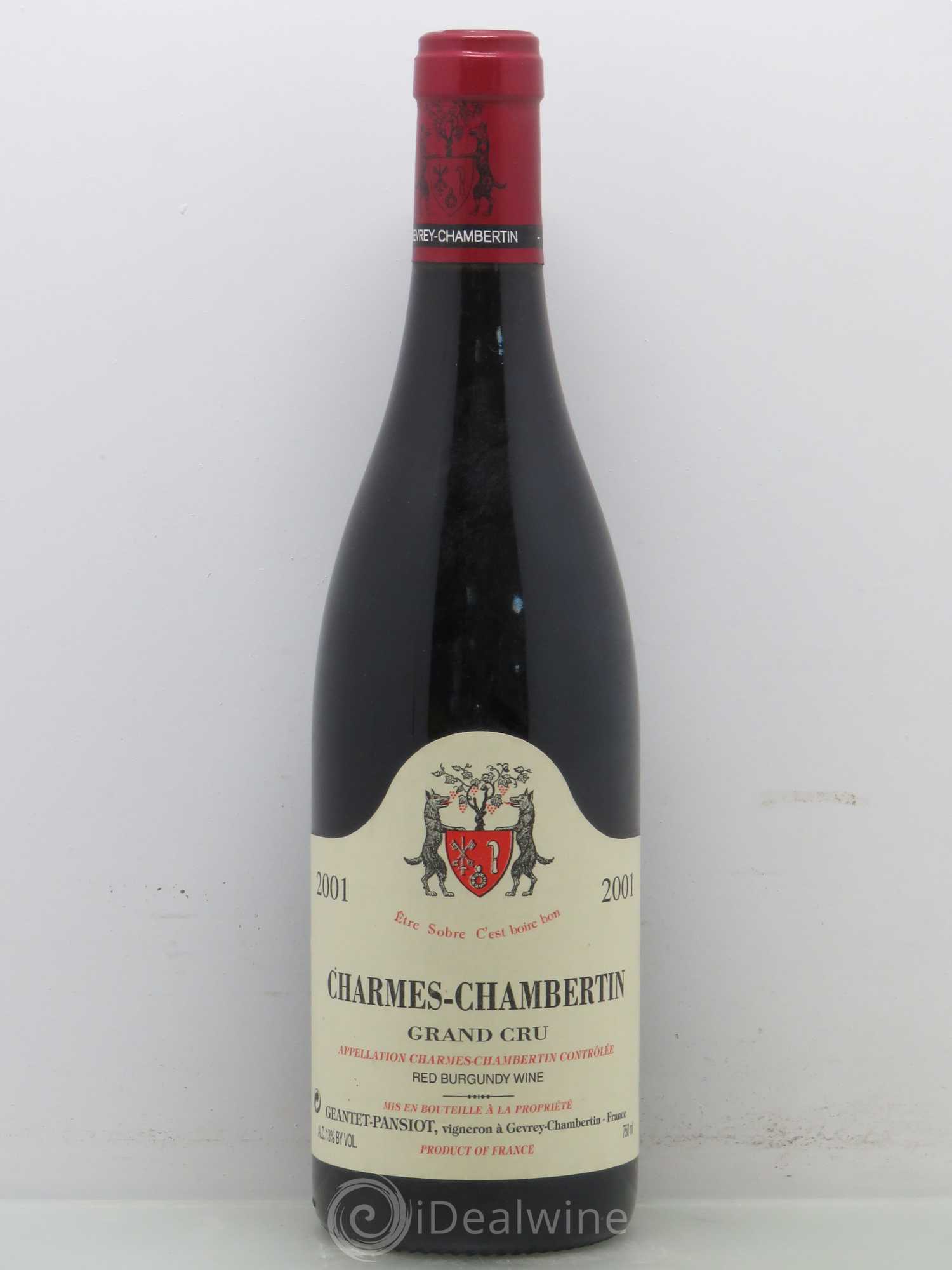 Charmes-Chambertin Grand Cru Geantet-Pansiot 2001 - Lot de 1 bouteille - 0