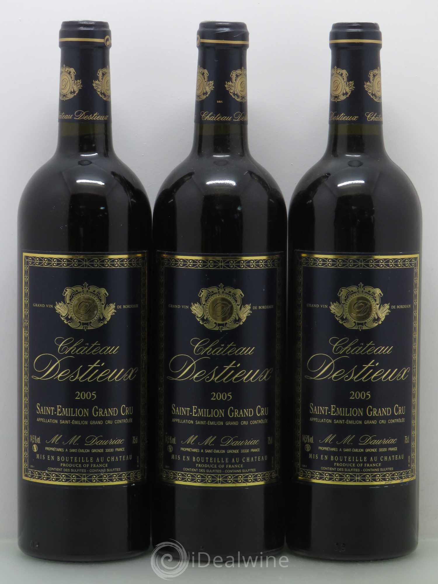 Château Destieux Grand Cru Classé 2005 - Lot de 3 bouteilles - 0