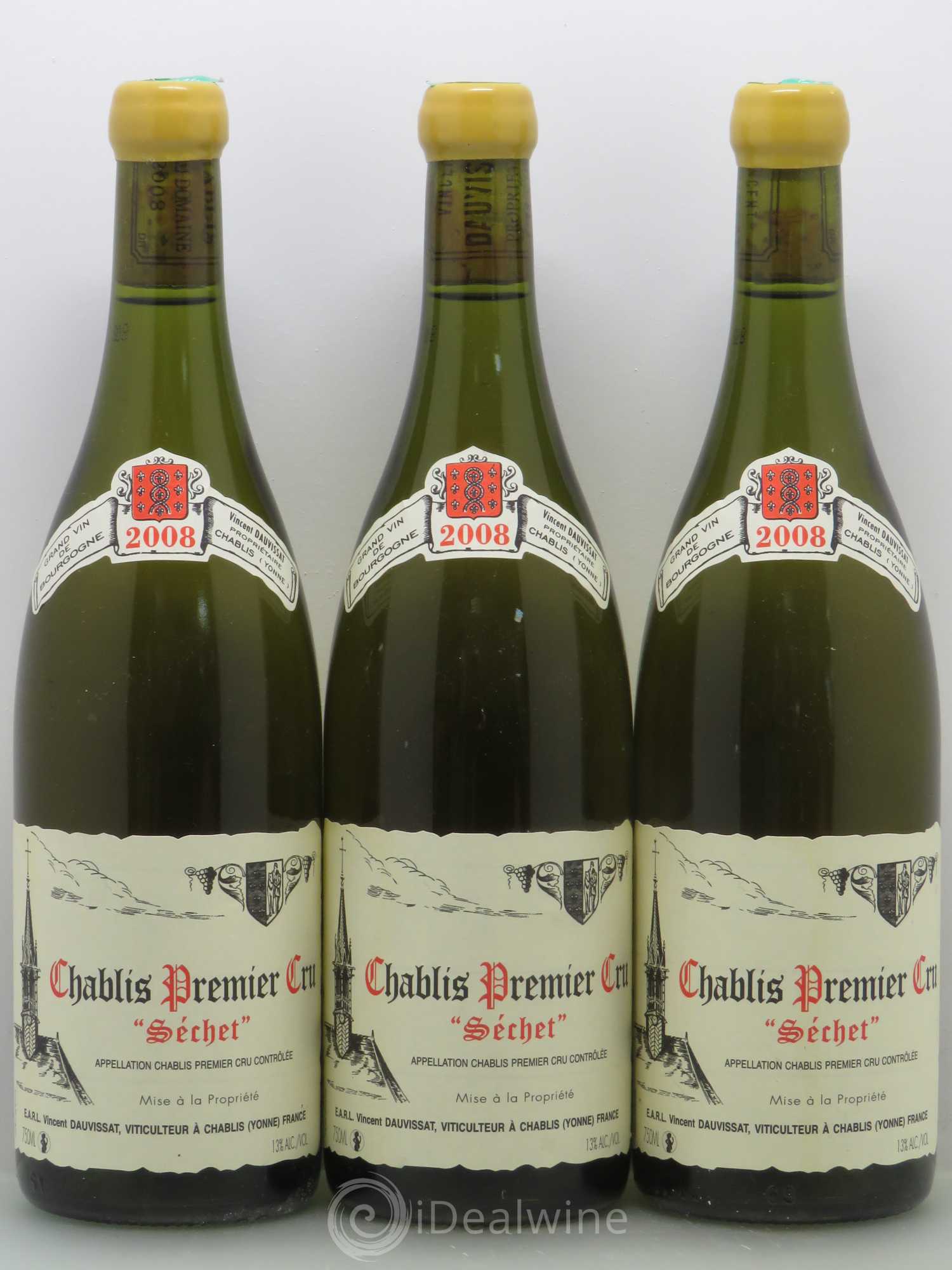Chablis 1er Cru Séchet Vincent Dauvissat (Domaine) 2008 - Lot de 3 bouteilles - 0