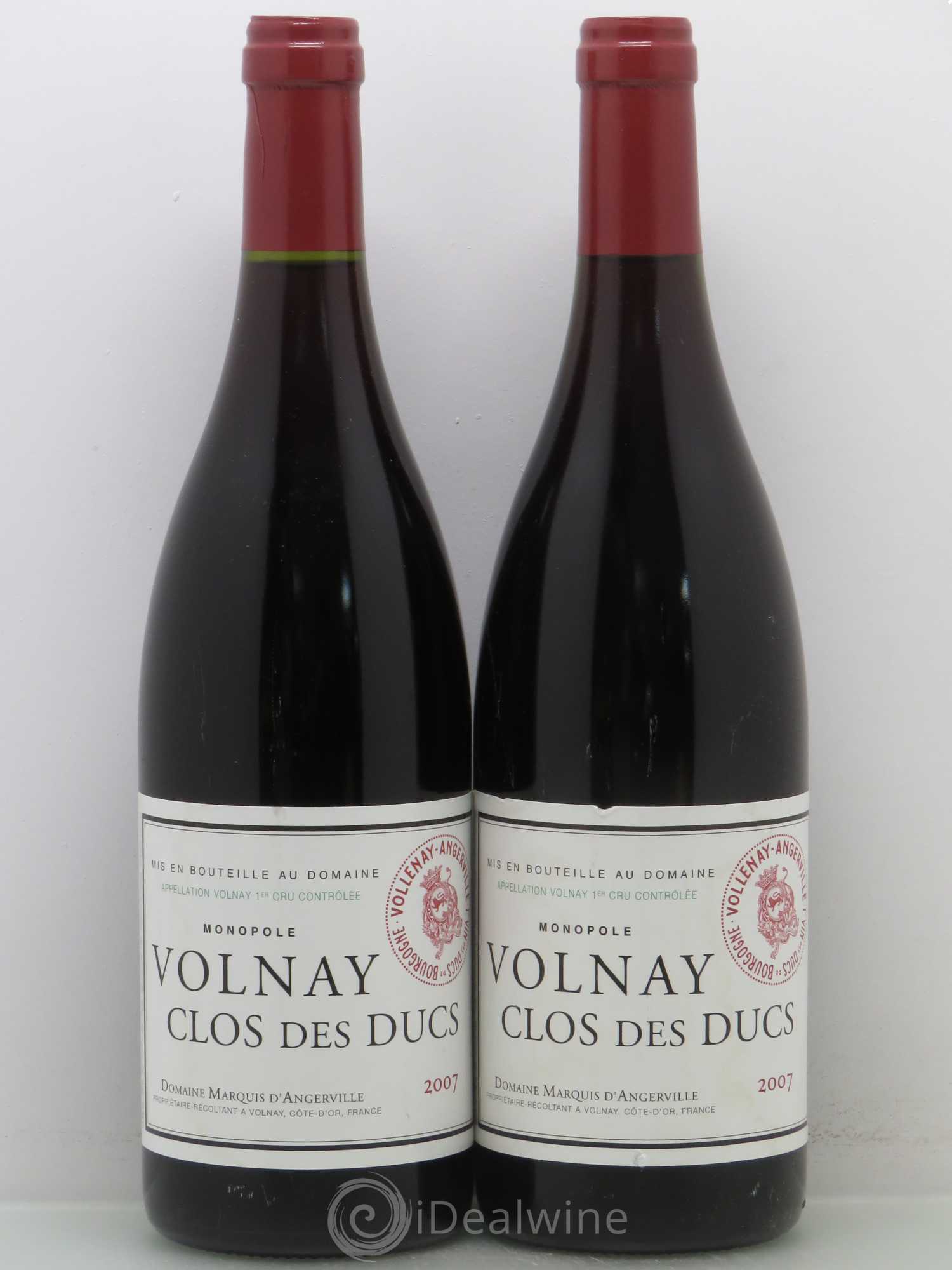 Volnay 1er Cru Clos des Ducs Marquis d'Angerville (Domaine) 2007 - Lot de 2 bouteilles - 0