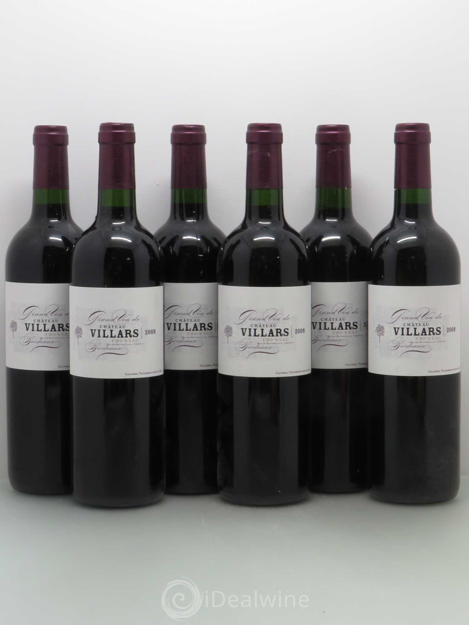 Fronsac Château Villars (sans prix de réserve) 2008 - Posten von 6 Flaschen - 0
