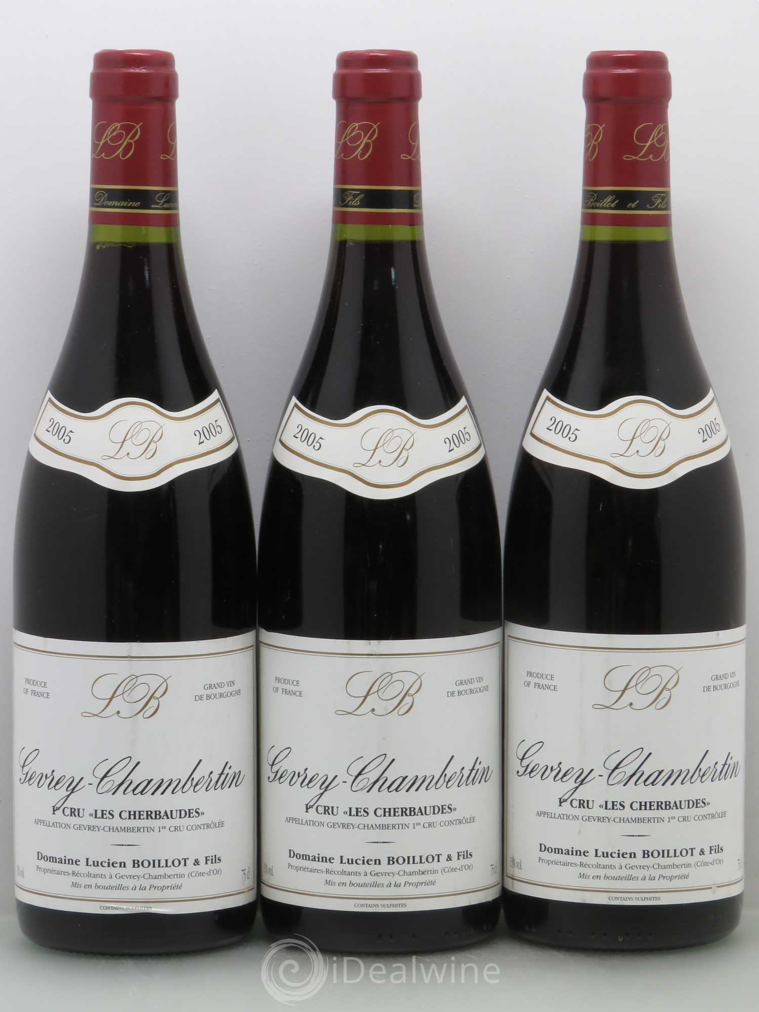 Gevrey-Chambertin 1er Cru Les Cherbaudes Lucien Boillot 2005 - Posten von 3 Flaschen - 0
