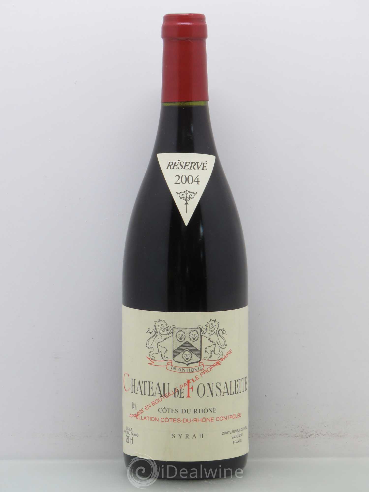 Côtes-du-Rhône Cuvée Syrah Château de Fonsalette 2004 - Lot de 1 bouteille - 0